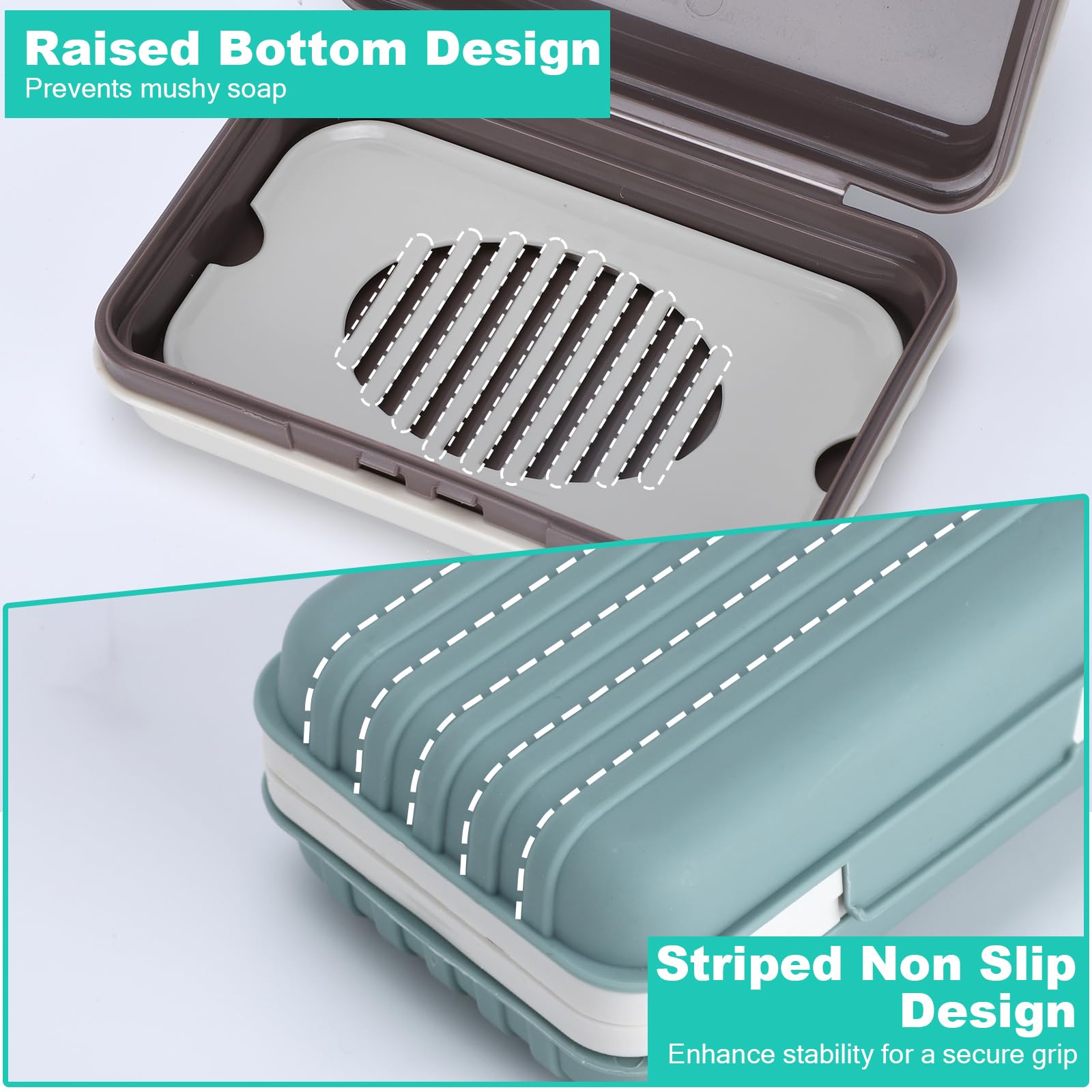 Alyvisun 2 Pcs Travel Soap Case with Lid - Leakproof Design | Removable Draining Board | PP Material 4