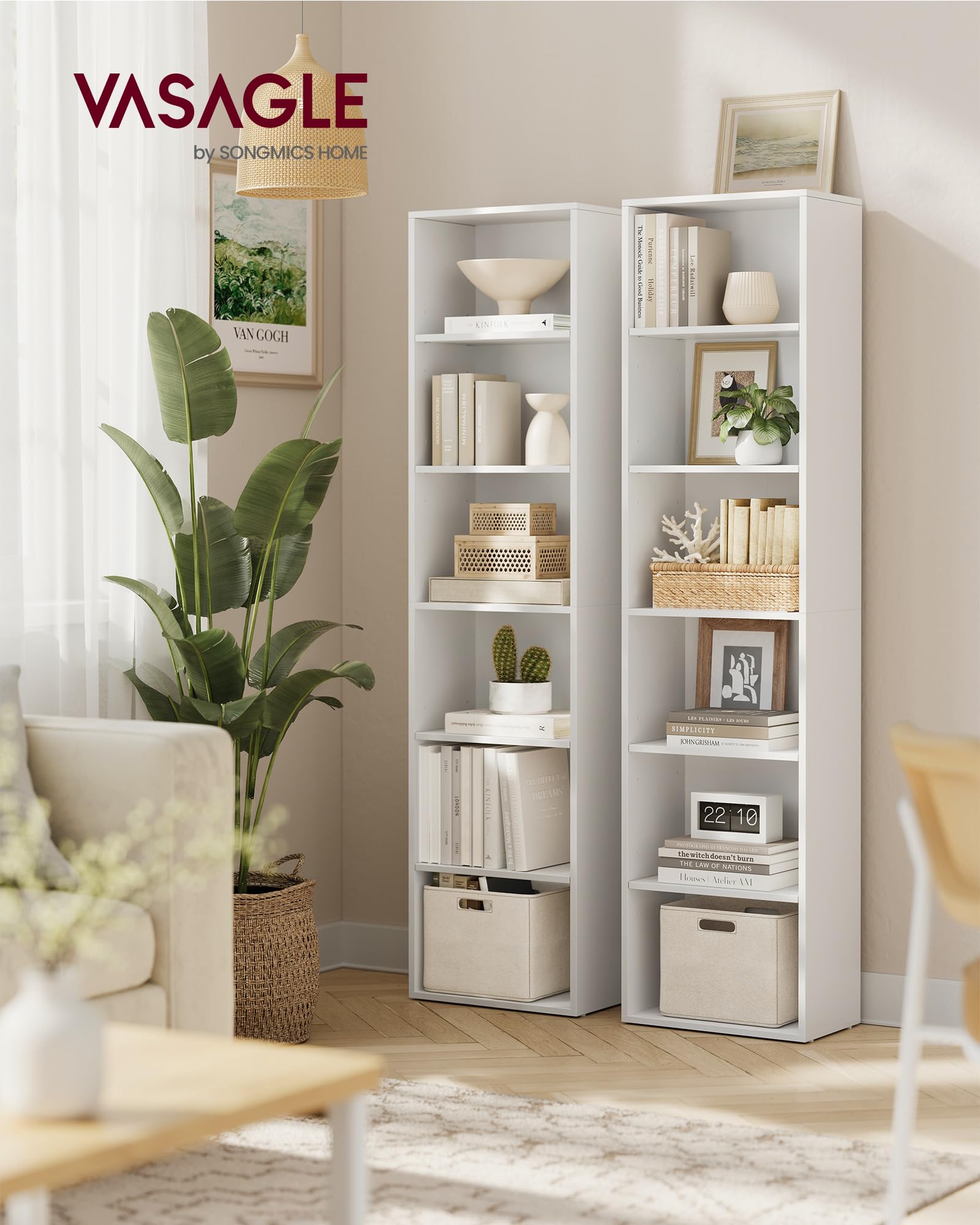 VASAGLE 6-Tier Open Storage Bookcase | Cloud White Engineered Wood | 40 x 178.5 cm 2