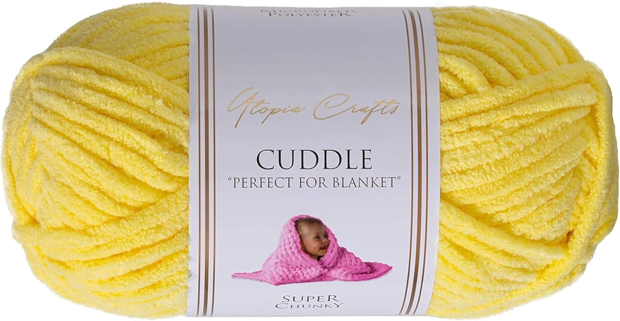 Utopia Crafts Cuddle Super Chunky Chenille Yarn - Lemon | 100g Skein | Oeko-Tex Certified 1