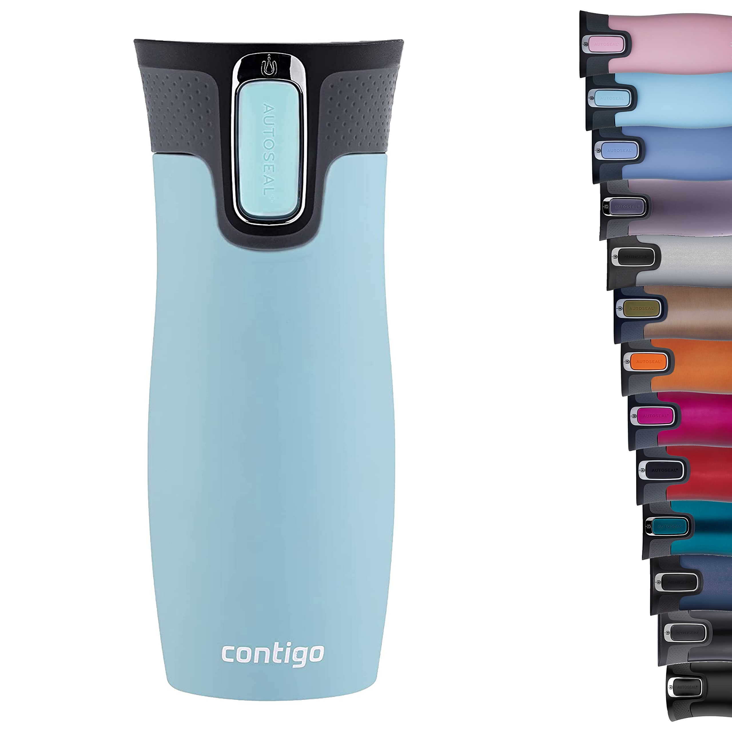 Contigo West Loop Autoseal Thermal Mug - 470ml, Keeps Hot 5h/Cold 12h, Leak Proof | Iced Aqua