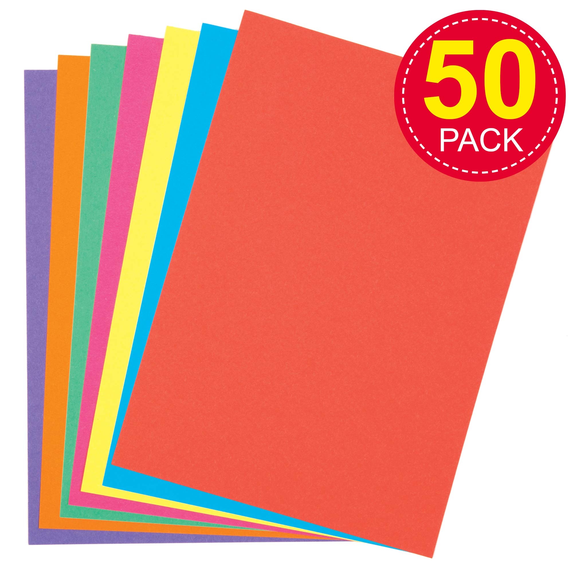 Baker Ross AV534 A5 Rainbow Coloured Card (220gsm) - 50 Sheets for Crafts 2