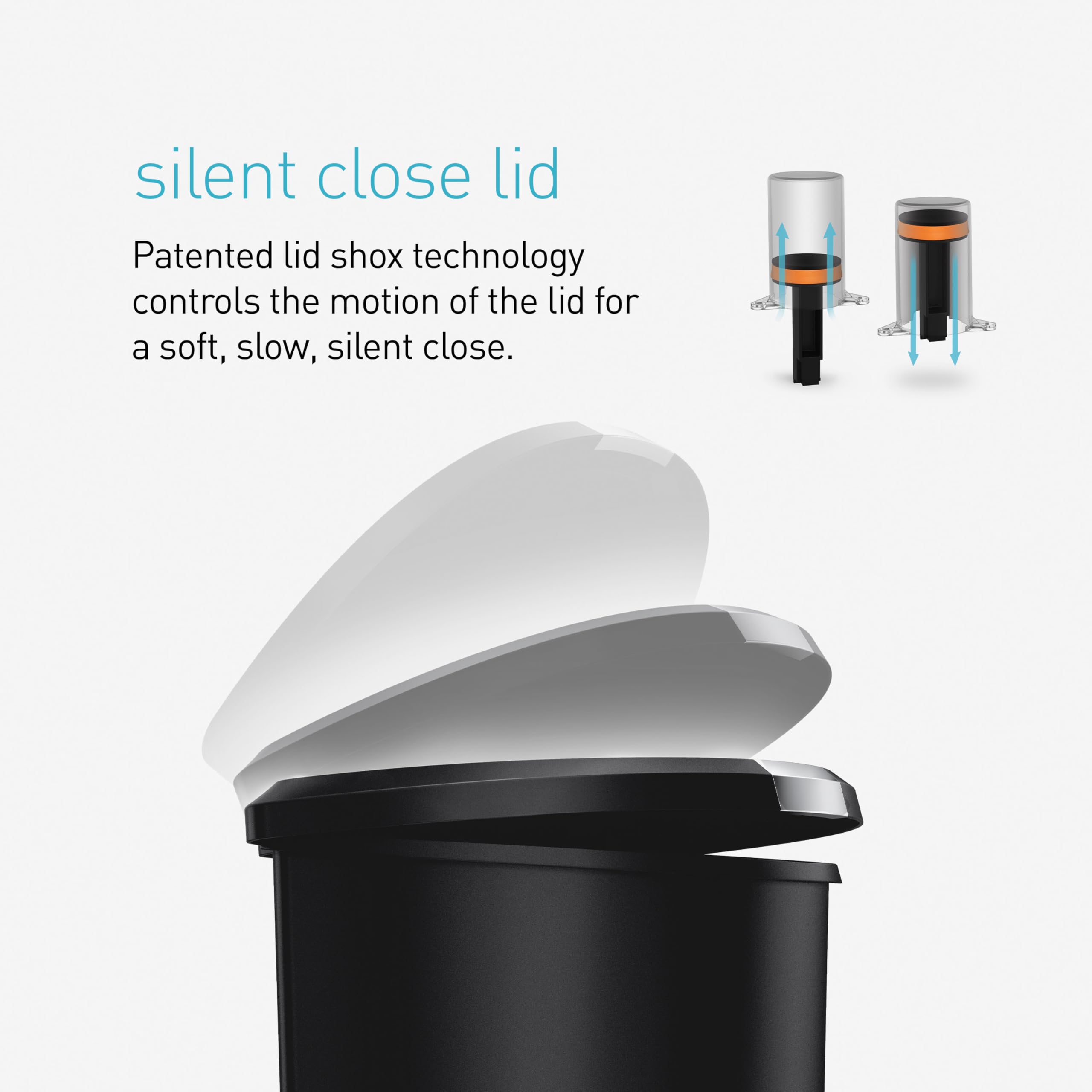 simplehuman CW1355 50L Semi-Round Kitchen Pedal Bin with Lid Lock, Black 4