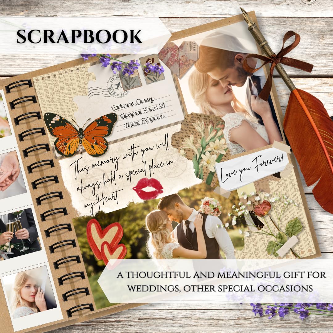 Creavvee Kraft Paper Scrapbook Album - Spiral-Bound, 20x20 cm, 100 Pages | Brown 4