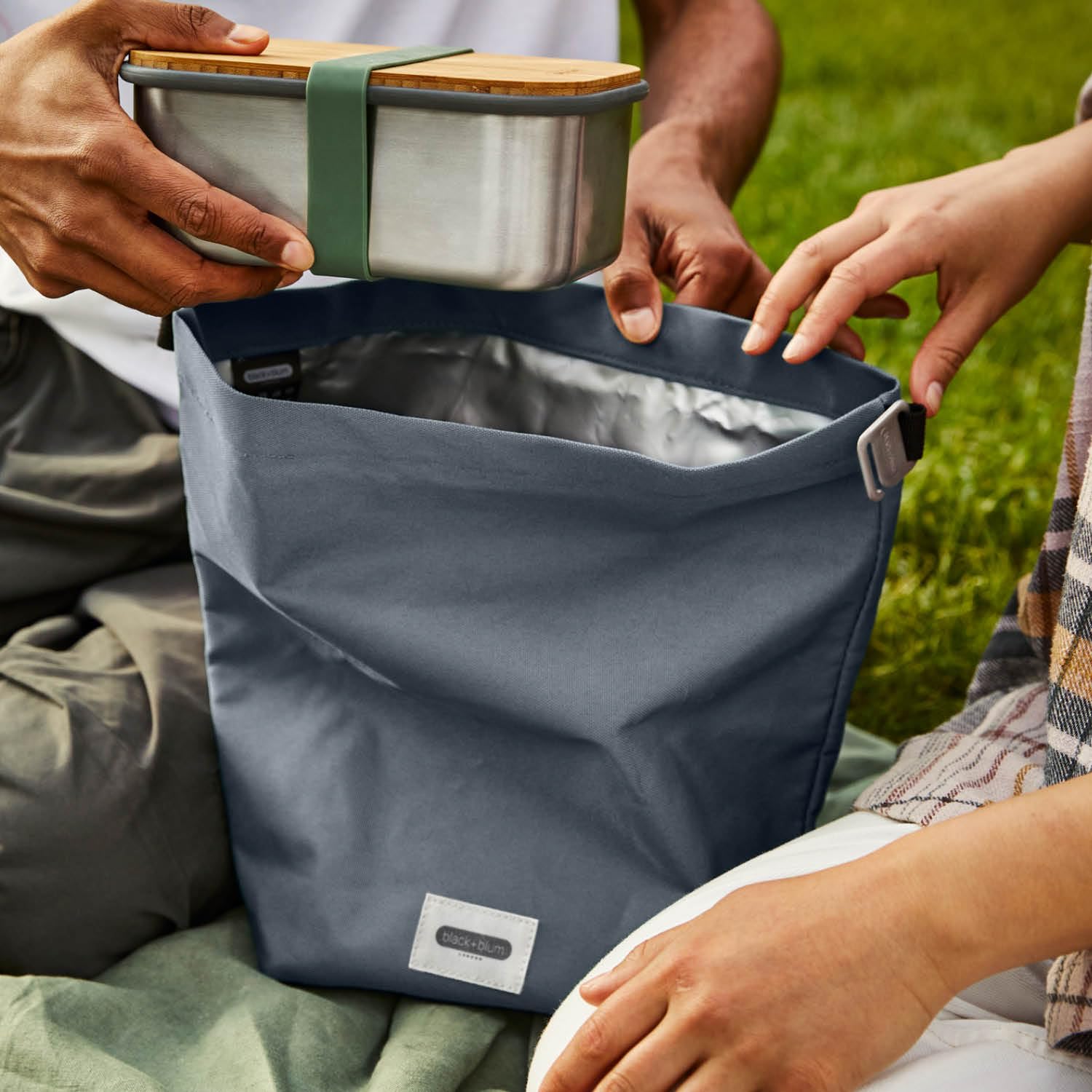 BLACK + BLUM Insulated Lunch Bag 6.7L - Recycled Roll Top Cool Bag | Leak Proof | New Slate 6