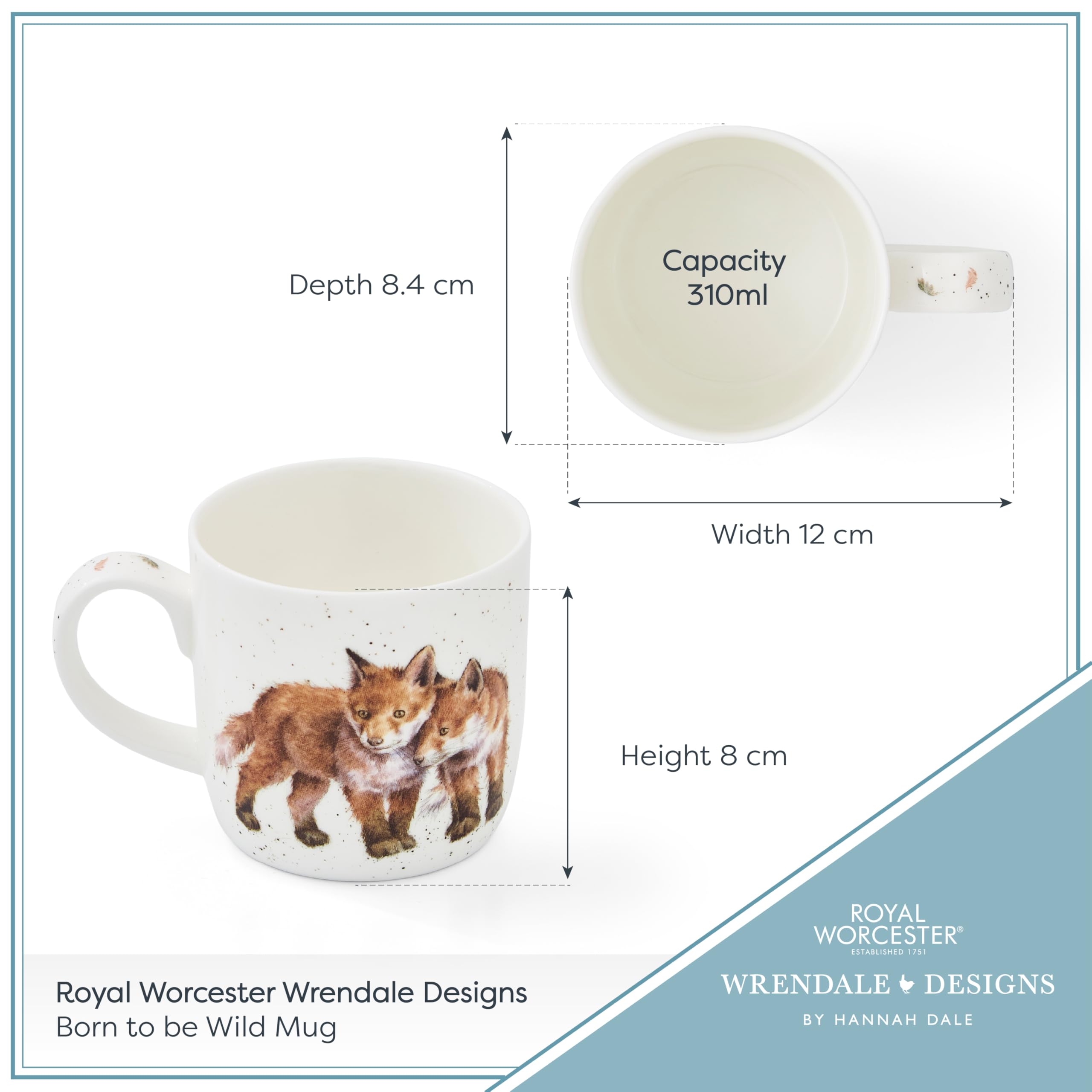Wrendale Designs Fox Ceramic Coffee Cup | 300ml | Microwave Safe | White 7