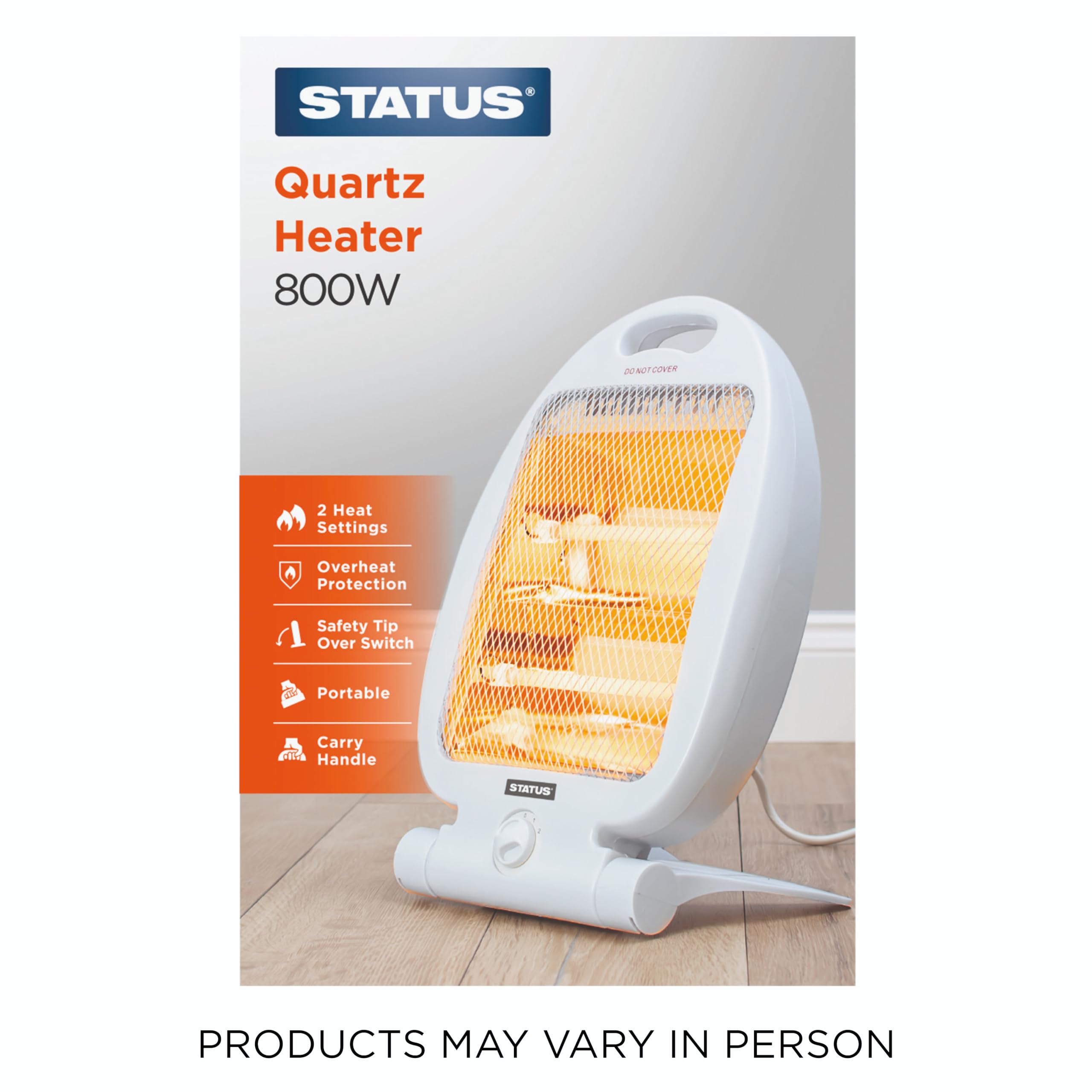 Status Quartz Heater - 800W Infrared Portable Heater with 2 Heat Settings | Lightweight 8