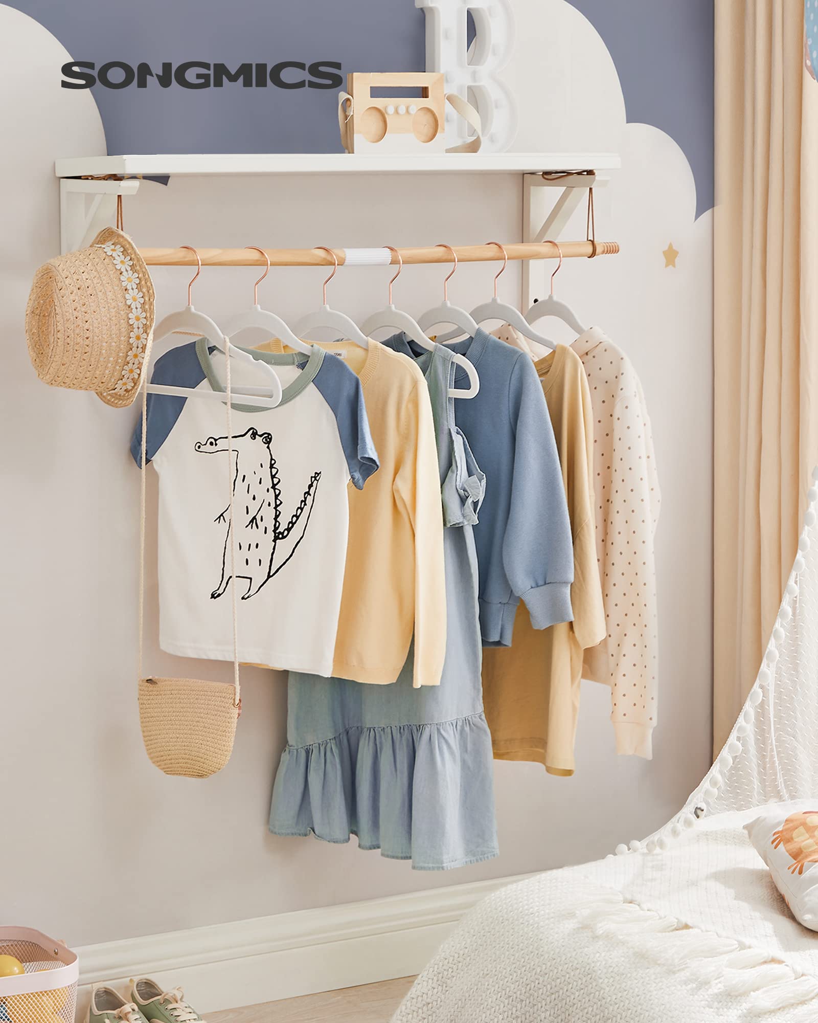 SONGMICS Baby Velvet Hangers - 50 Pack, Non-Slip, Rose Gold Hooks, 30cm for Kids 0-6 2