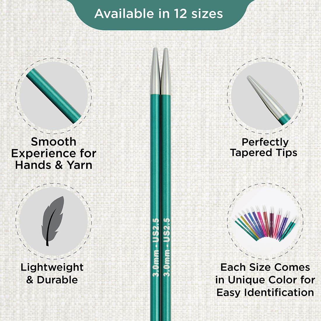 KnitPro Zing Interchangeable Circular Knitting Needles - 3.00mm Size, 28cm Length | Lightweight Aluminium 3