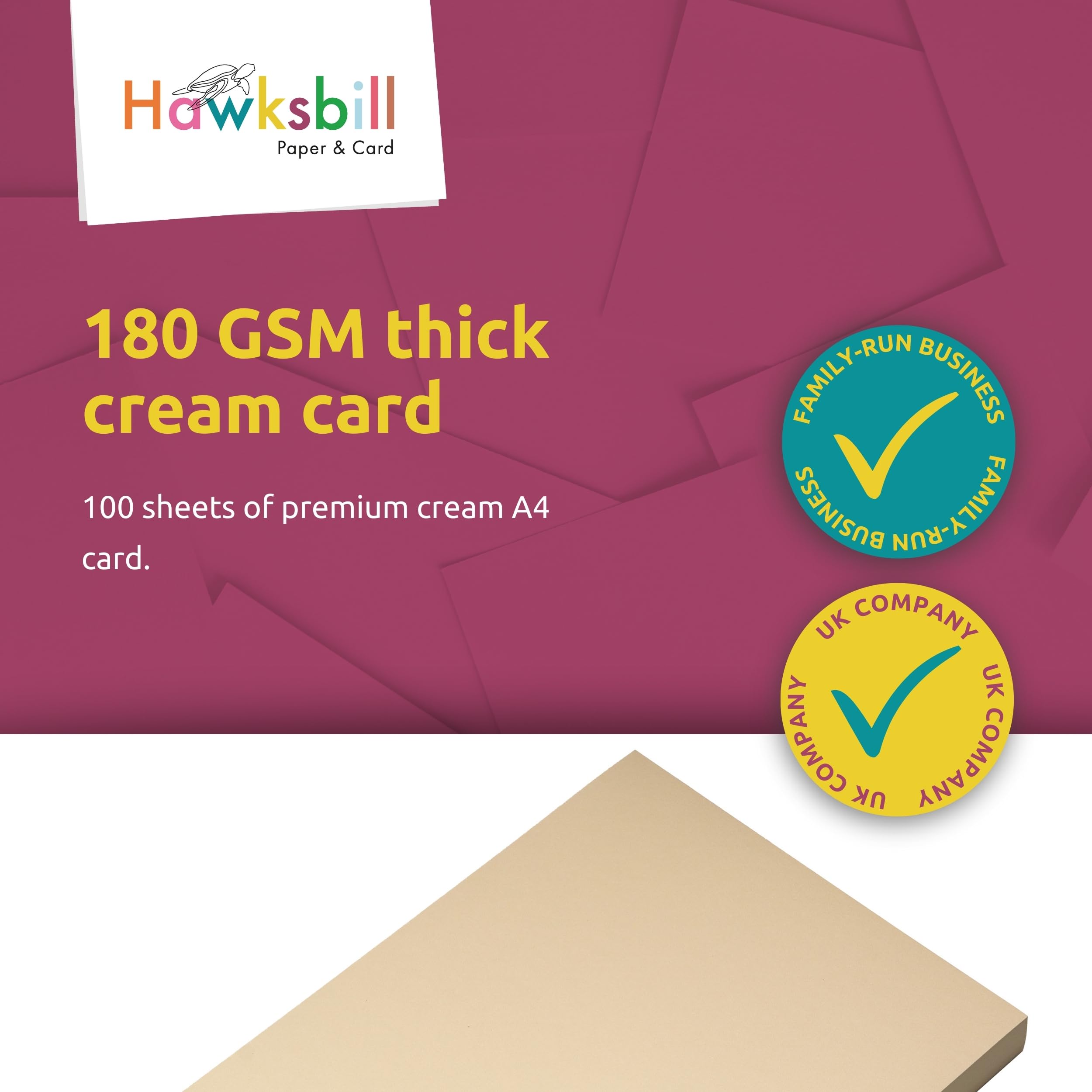Hawksbill Bright Cream Card Stock - 180 GSM A4, Pack of 100 | Ideal for Arts, Crafts, Printing & Stationery 5