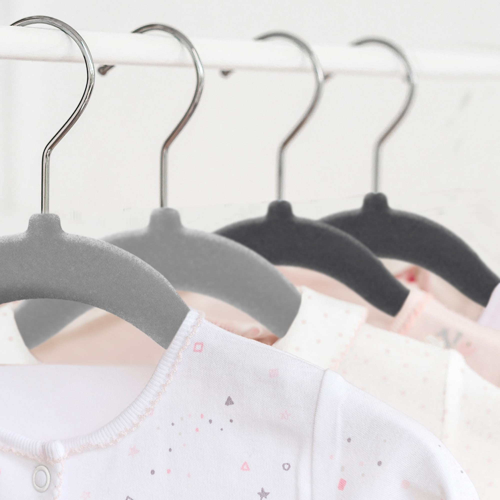 kidoola Velvet Baby Hangers - 20 Count Grey/Silver for Newborn to 24 Months 6