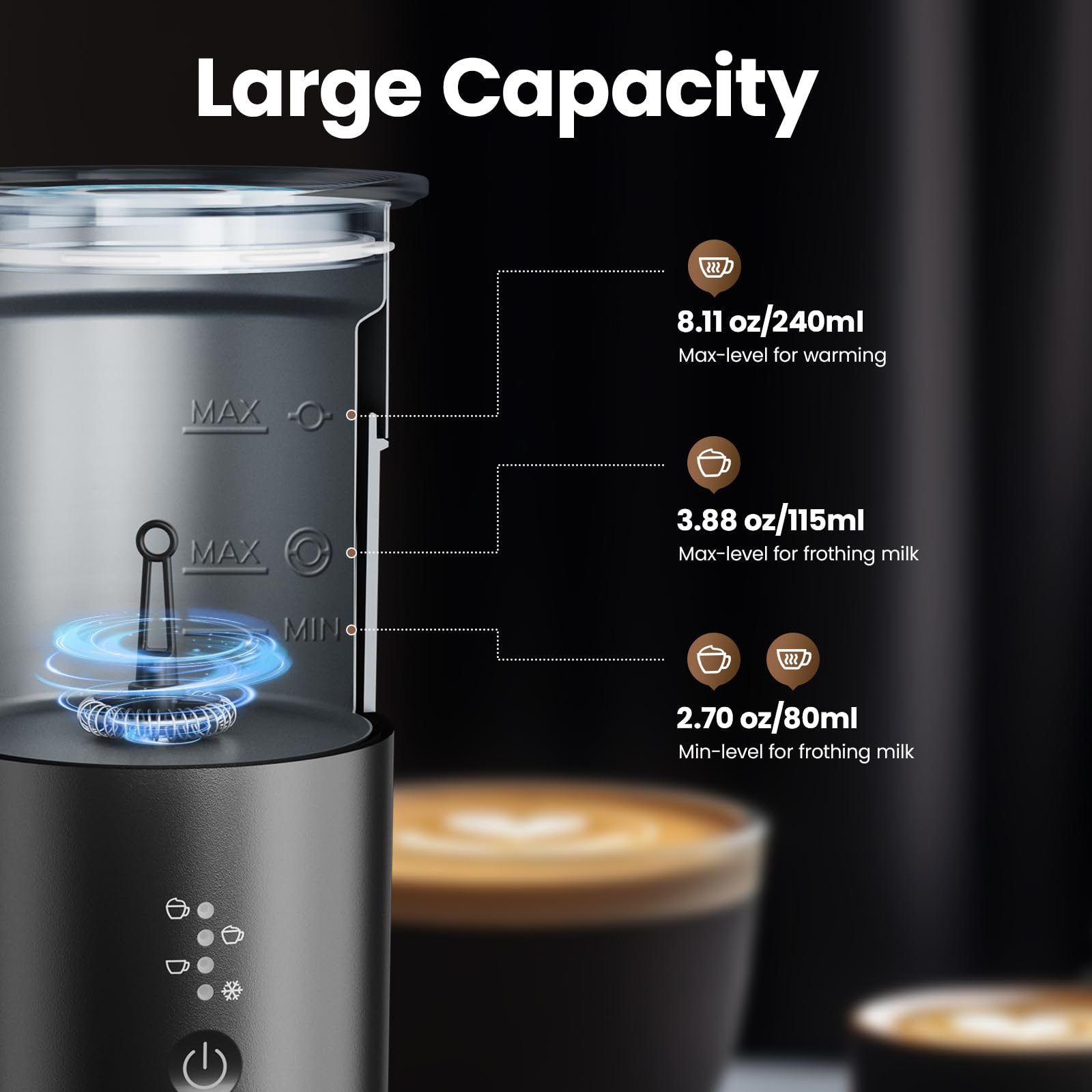 morpilot Automatic Milk Frother - 4-in-1 Functions | 240ml Capacity | Stainless Steel 3