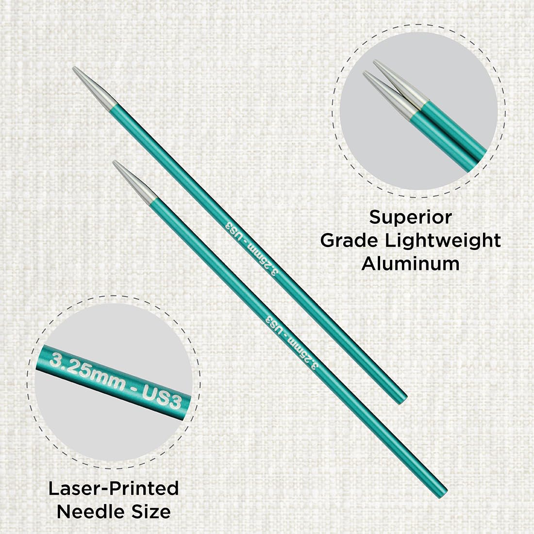 KnitPro ZING KP47512 Interchangeable Circular Knitting Needles - 3.25mm Aluminium 2