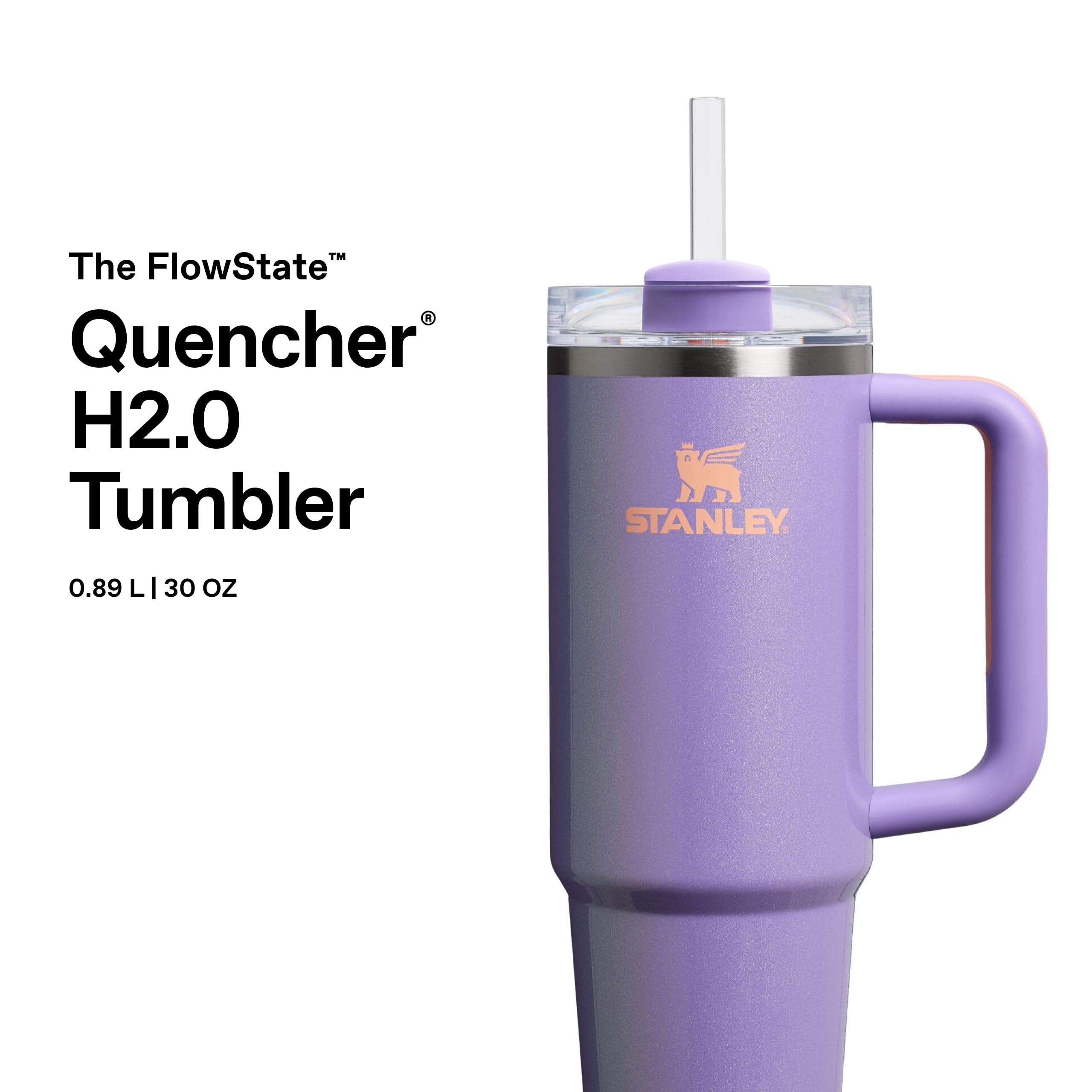 STANLEY Quencher H2.0 Flowstate Tumbler 0.89L - 40 Hrs Cold | Periwinkle Shimmer | Stainless Steel 3