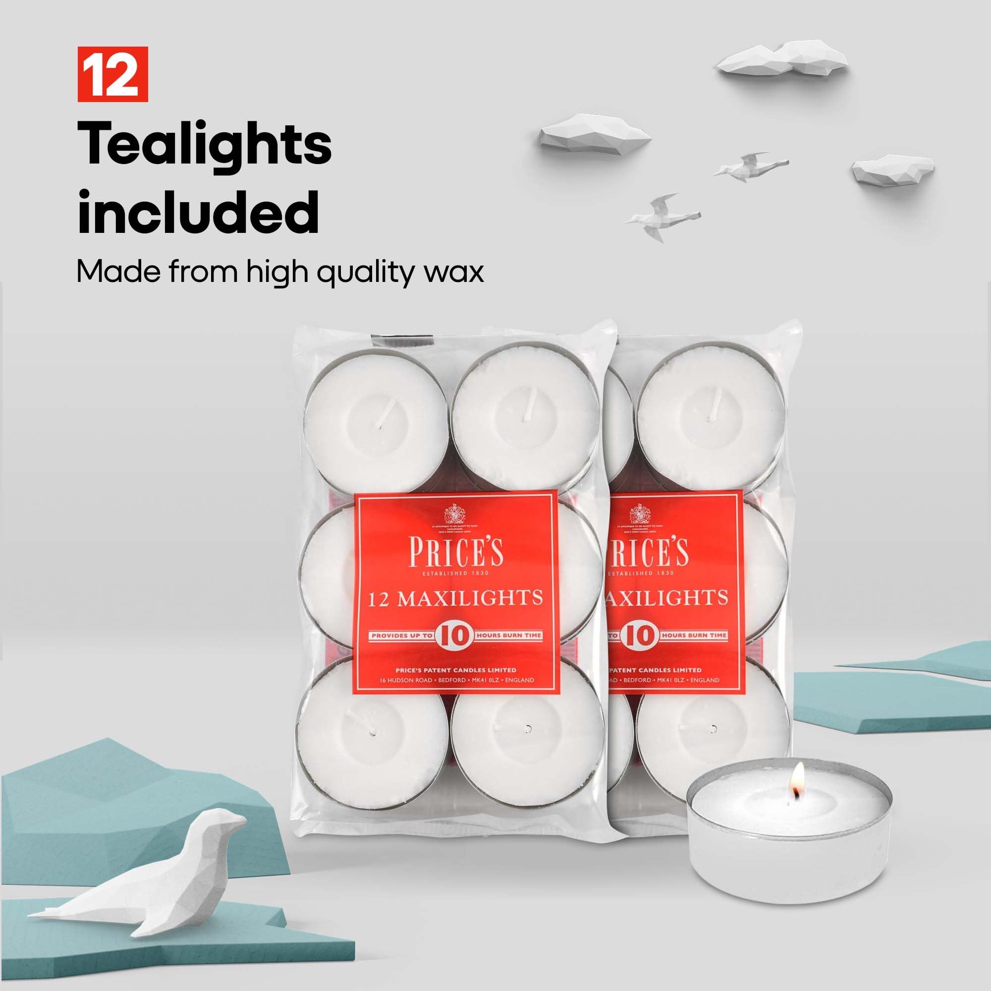 Price's Maxi Tealights - Unscented White Wax Candles | 10 Hour Burn Time | 12 Pack 7