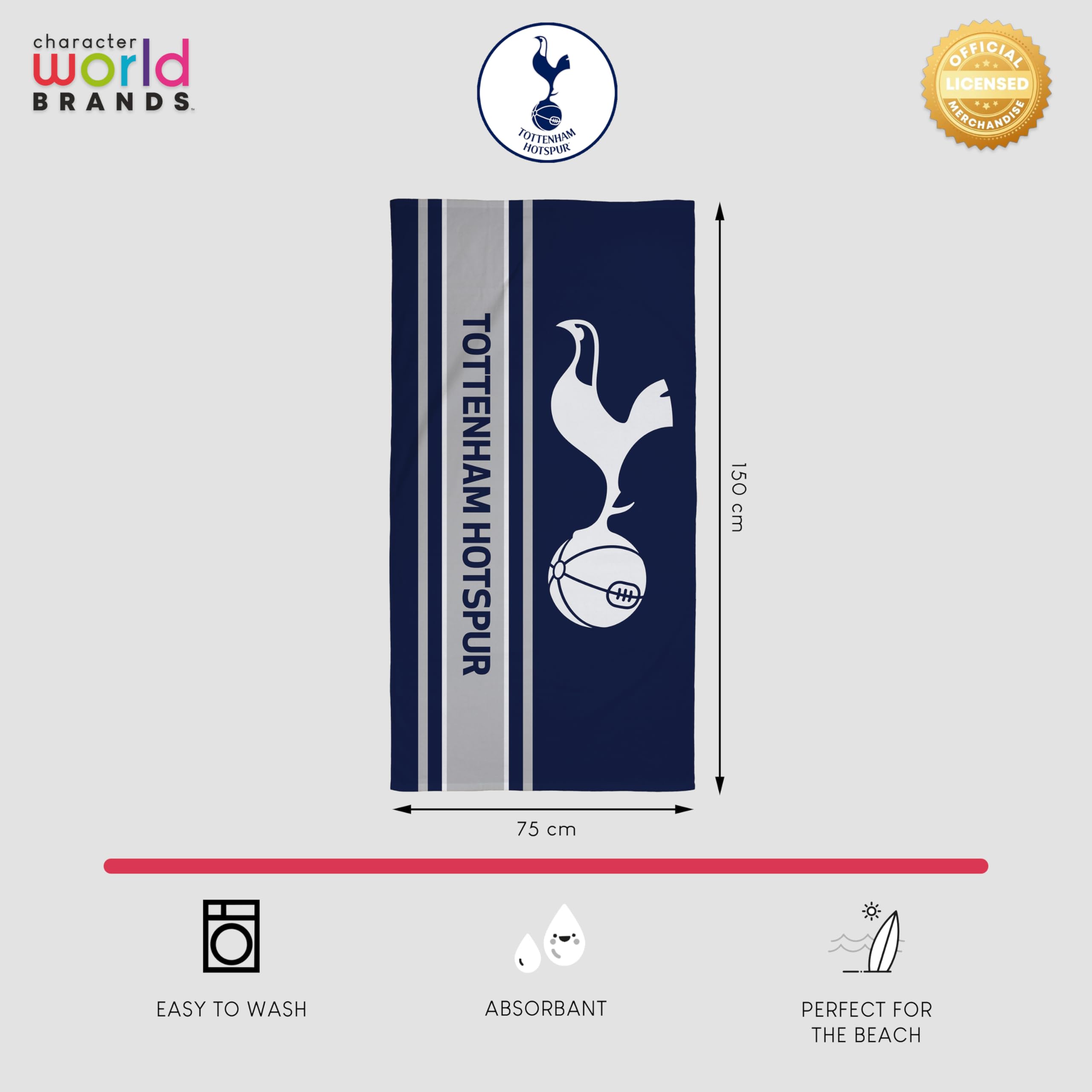 Character World Tottenham Hotspur FC Bath Towel - Super Soft Cotton | 1500x750mm | Multicolour 5