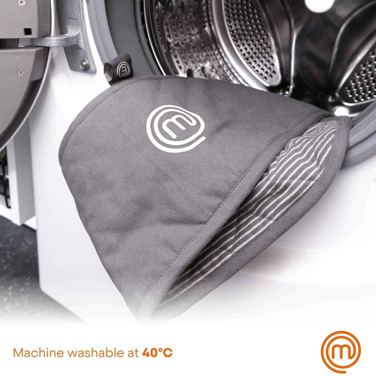 MasterChef Double Oven Gloves - Heat Resistant up to 250°C | 100% Cotton | Earth Grey 6