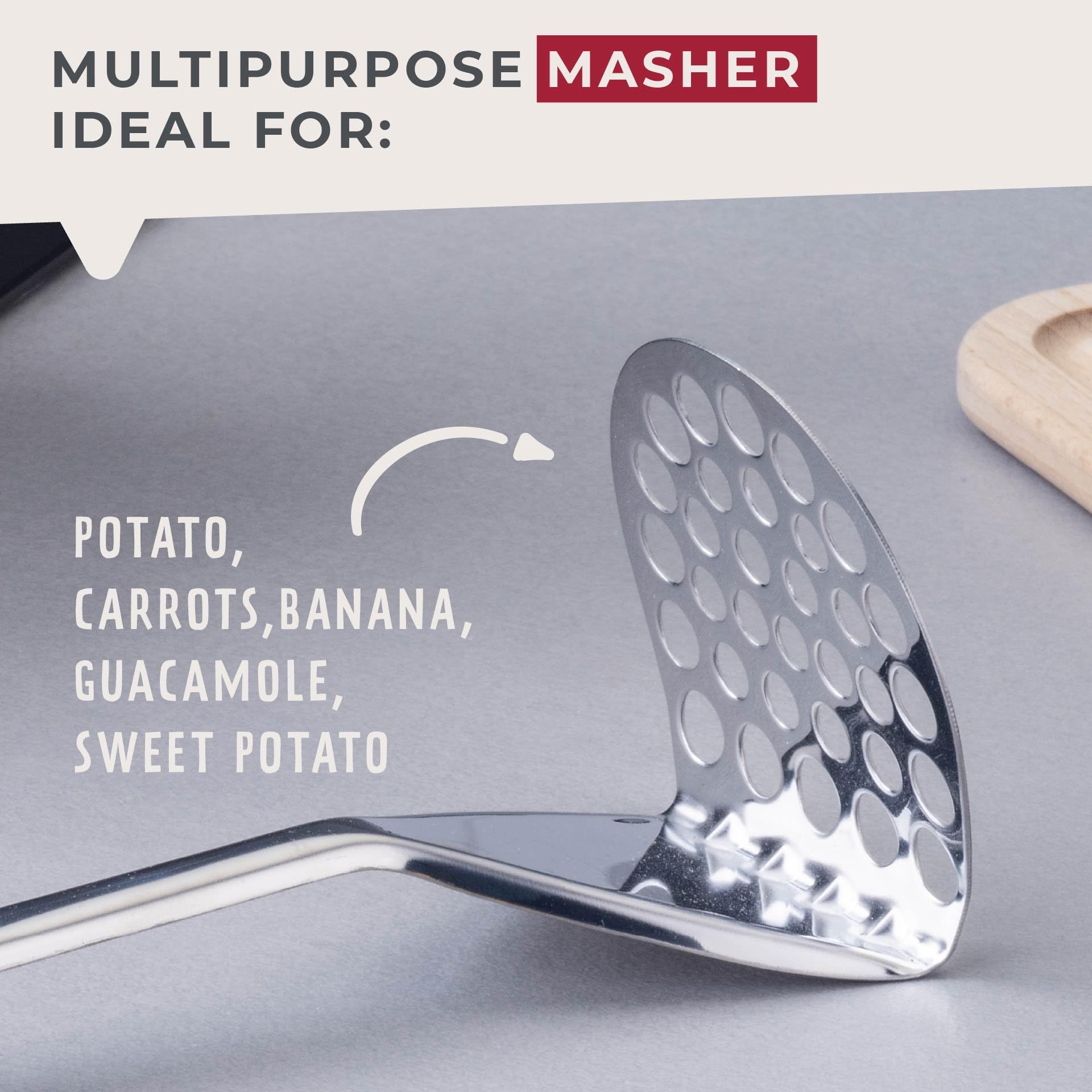 Fackelmann MODE Potato Masher - Stainless Steel | Heat-Resistant Handle | Dishwasher Safe 4
