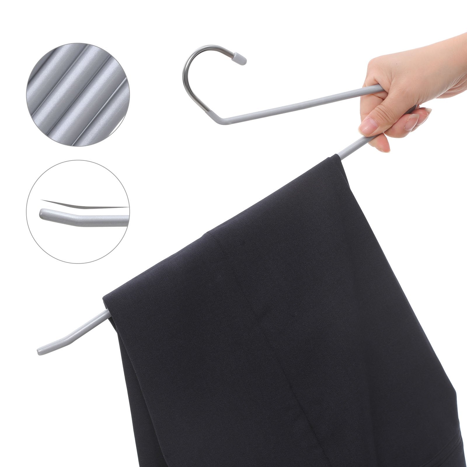 SONGMICS Pack of 20 Metal Trouser Hangers with Open End and Non-Slip Coating | 3kg Capacity 7