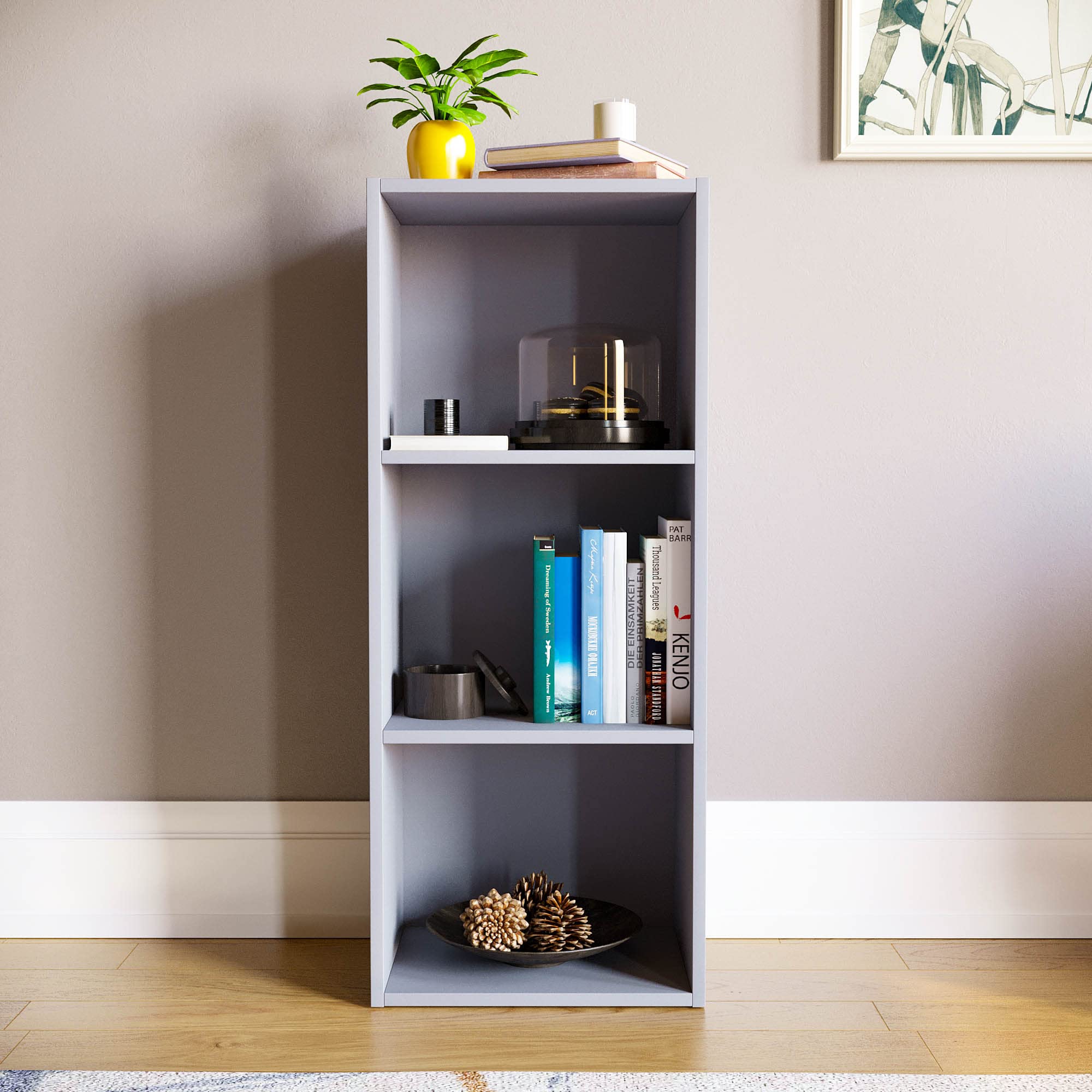 Vida Designs Oxford 3 Tier Cube Bookcase - Grey Wood Shelving | H 80 x W 32 x D 24 cm 3