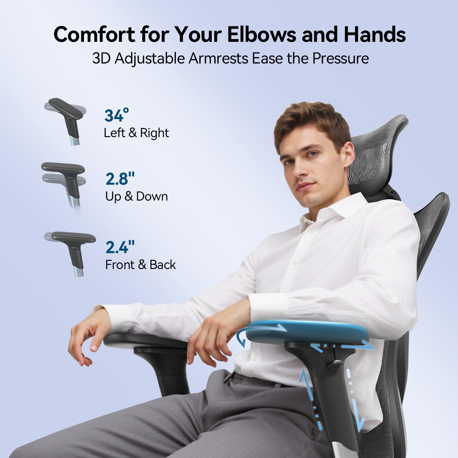 SIHOO M57 Ergonomic Office Chair Mesh Desk Chair with Adjustable Lumbar Support | Grey 8