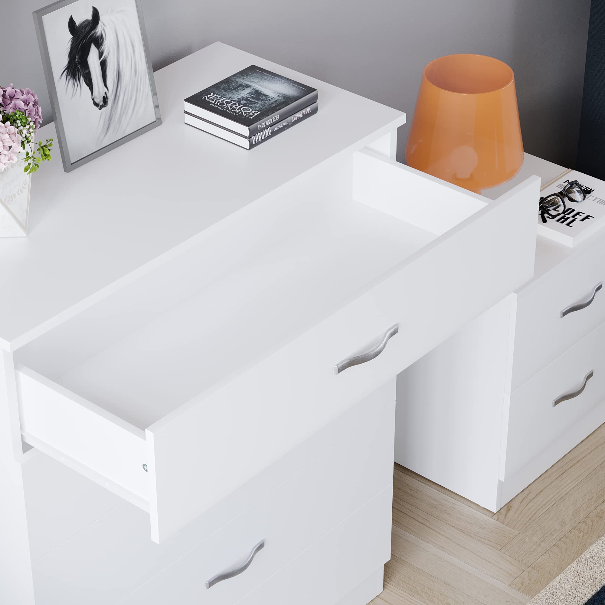 Vida Designs Riano 5 Drawer Chest of Drawers - White | Engineered Wood | 75W x 36D cm 4