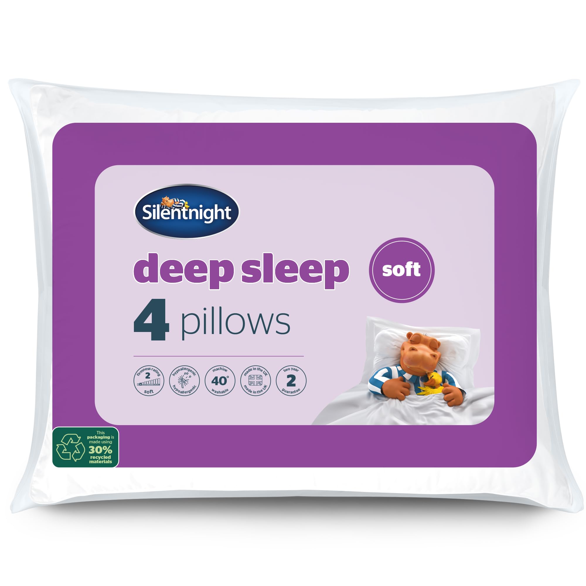 Silentnight Soft Deep Sleep Pillows - Soft Support, Hypoallergenic | Pack of 4 1