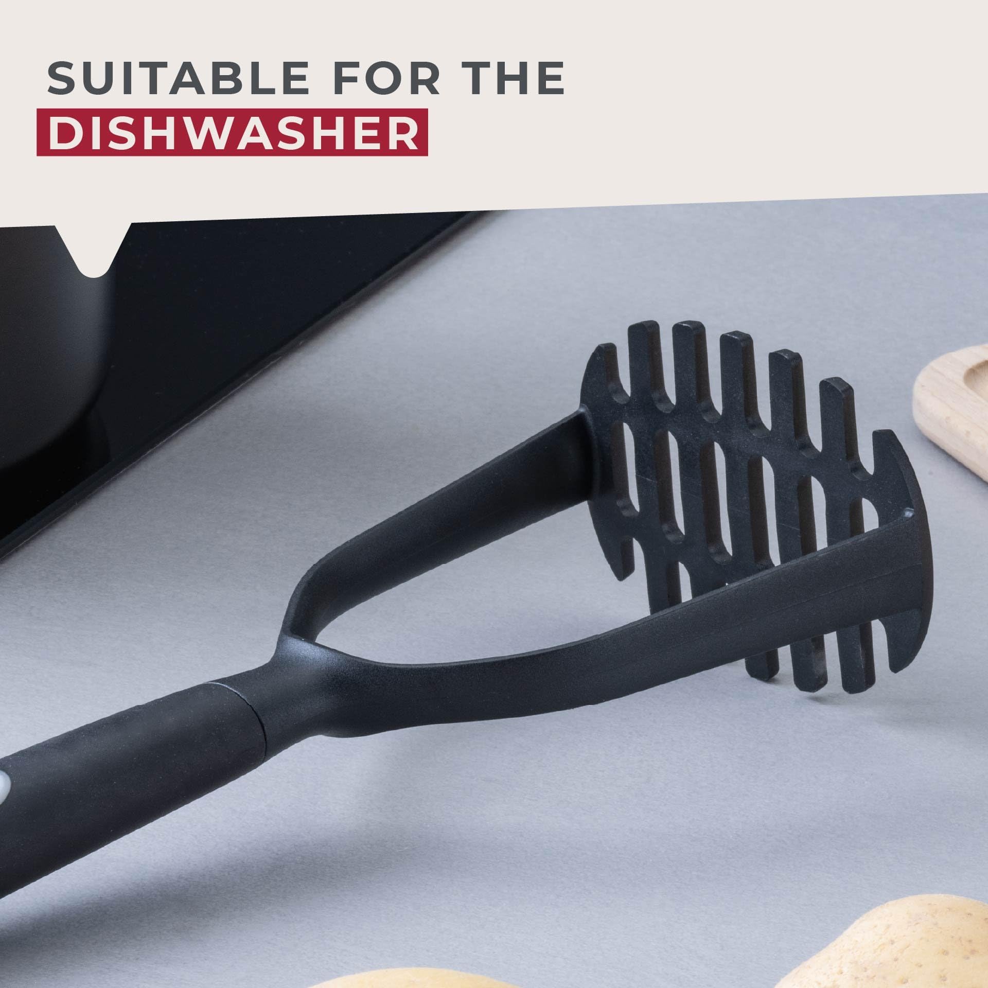 Fackelmann PRO Potato Masher - Heat-Resistant Plastic Head | Soft Touch Handle | Dishwasher Safe 6