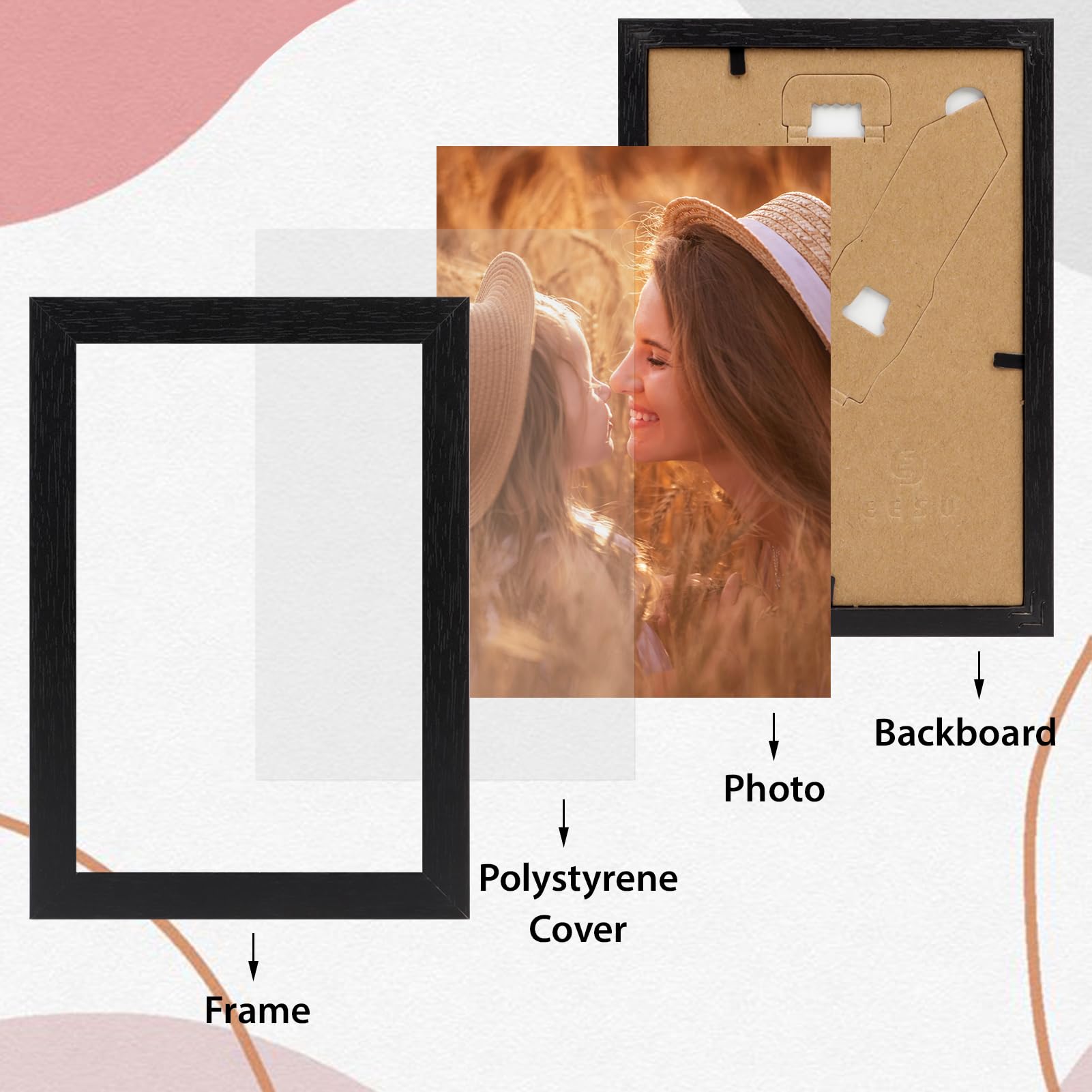 Ditwis 6x4 Photo Frames Black Set of 12, Classic Multiple Picture Frames for Wall Collage & Tabletop Display 7