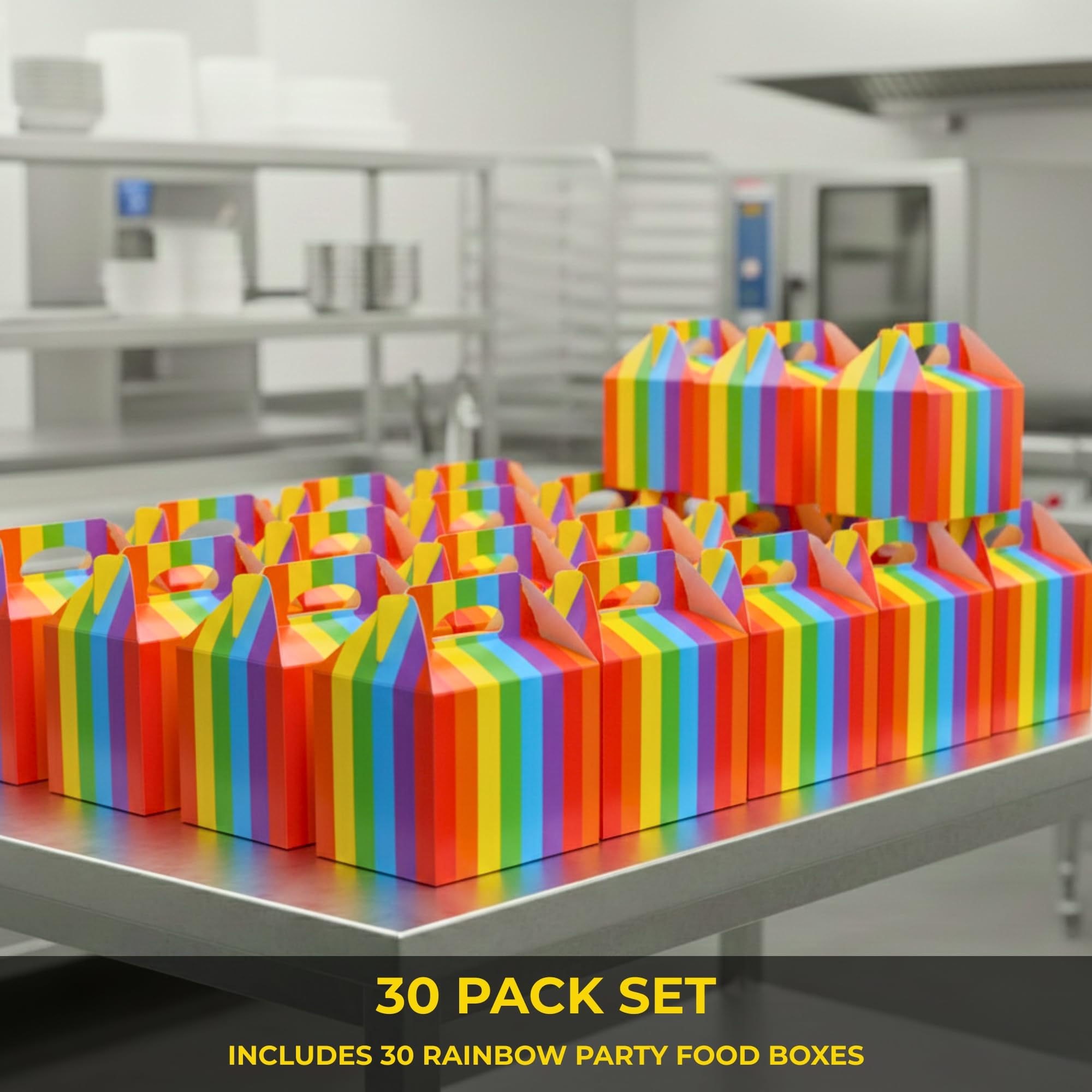 SHATCHI 30Pcs Rainbow Party Food Boxes - 14x12x10 cm Cardboard Takeaway Containers 4
