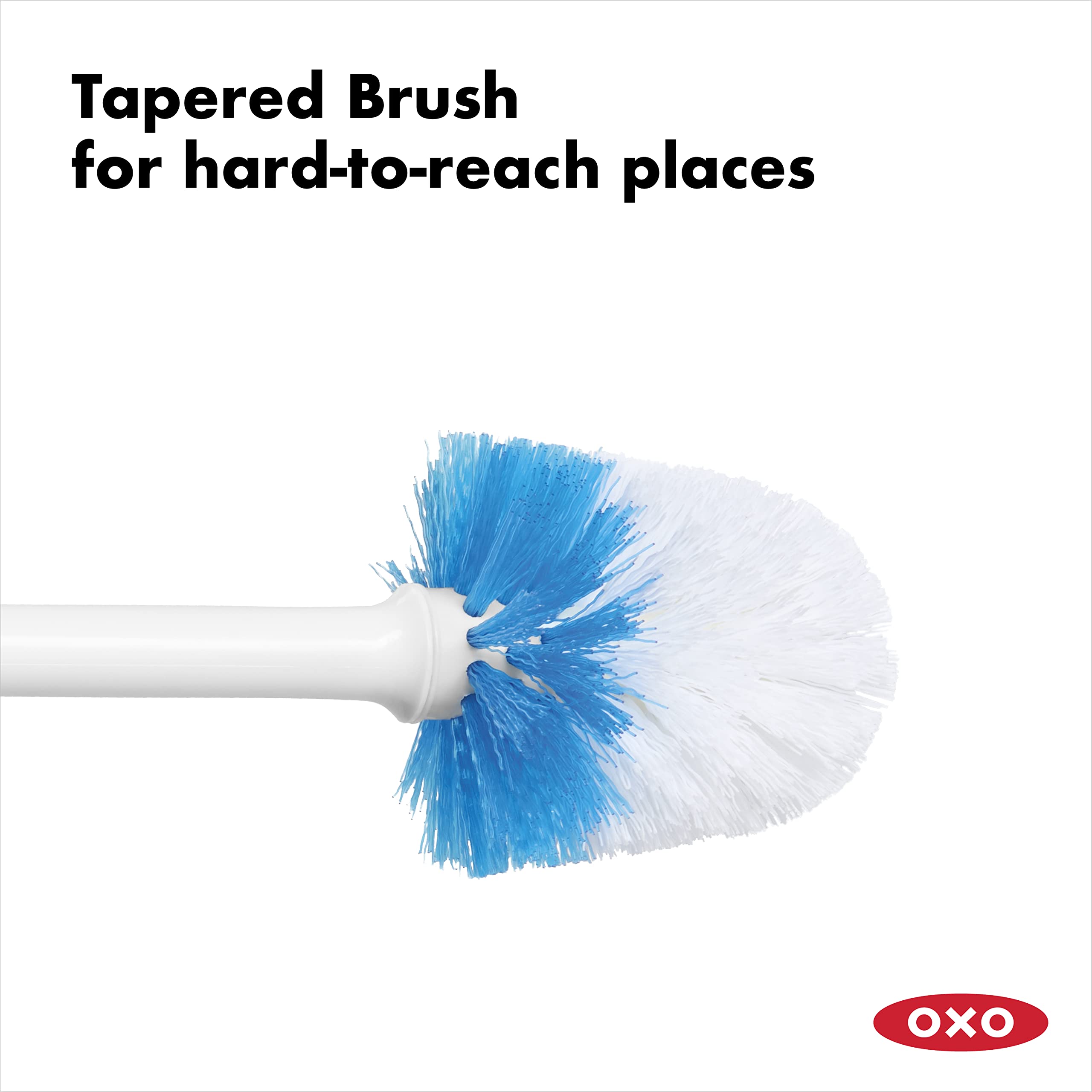 OXO Good Grips Compact Toilet Brush & Canister - White | Secure Grip | Ventilated Drip Tray 3