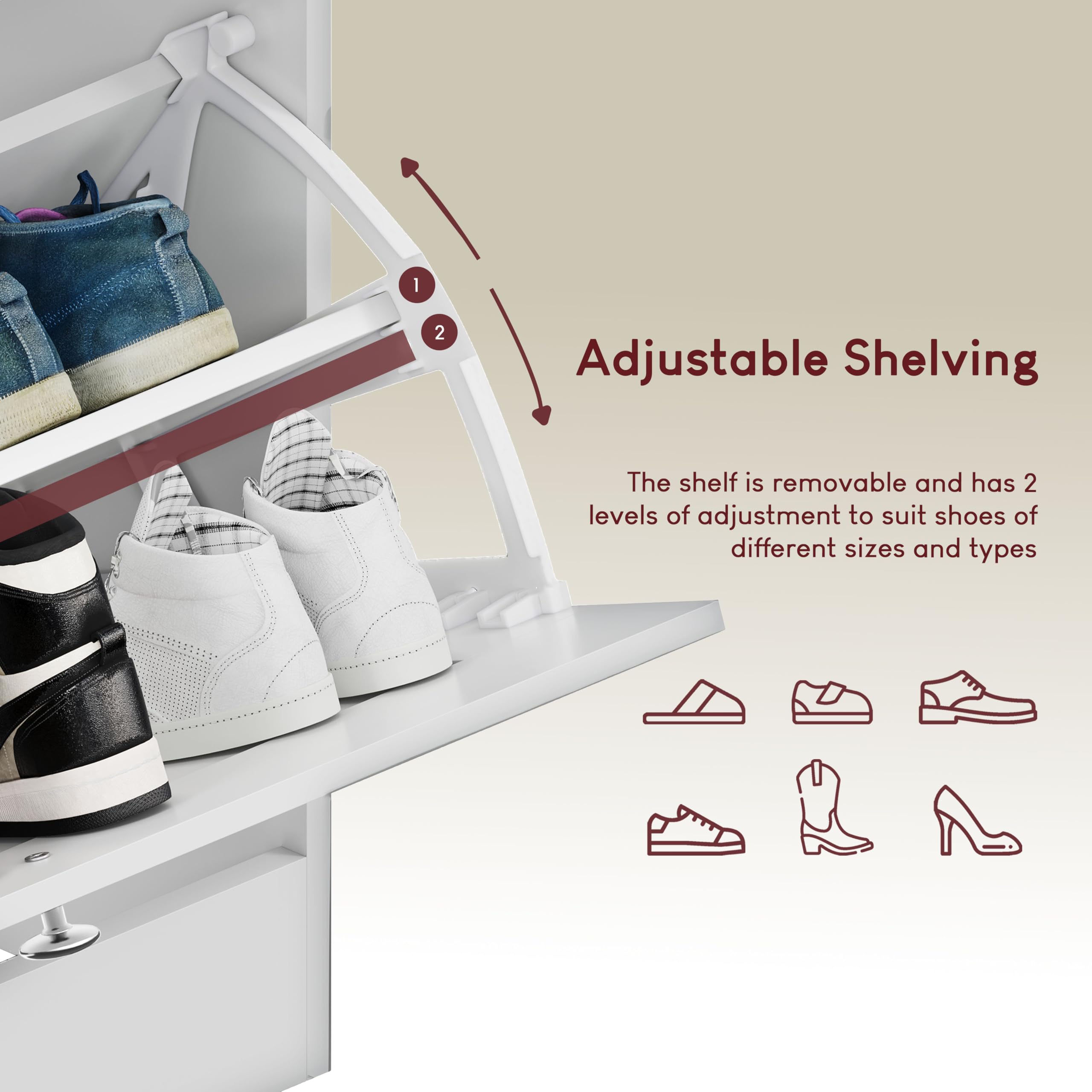 Vida Designs 4 Drawer Shoe Cabinet - White & Oak | Compact, Space-Saving Storage | 80 H x 105 W cm 4