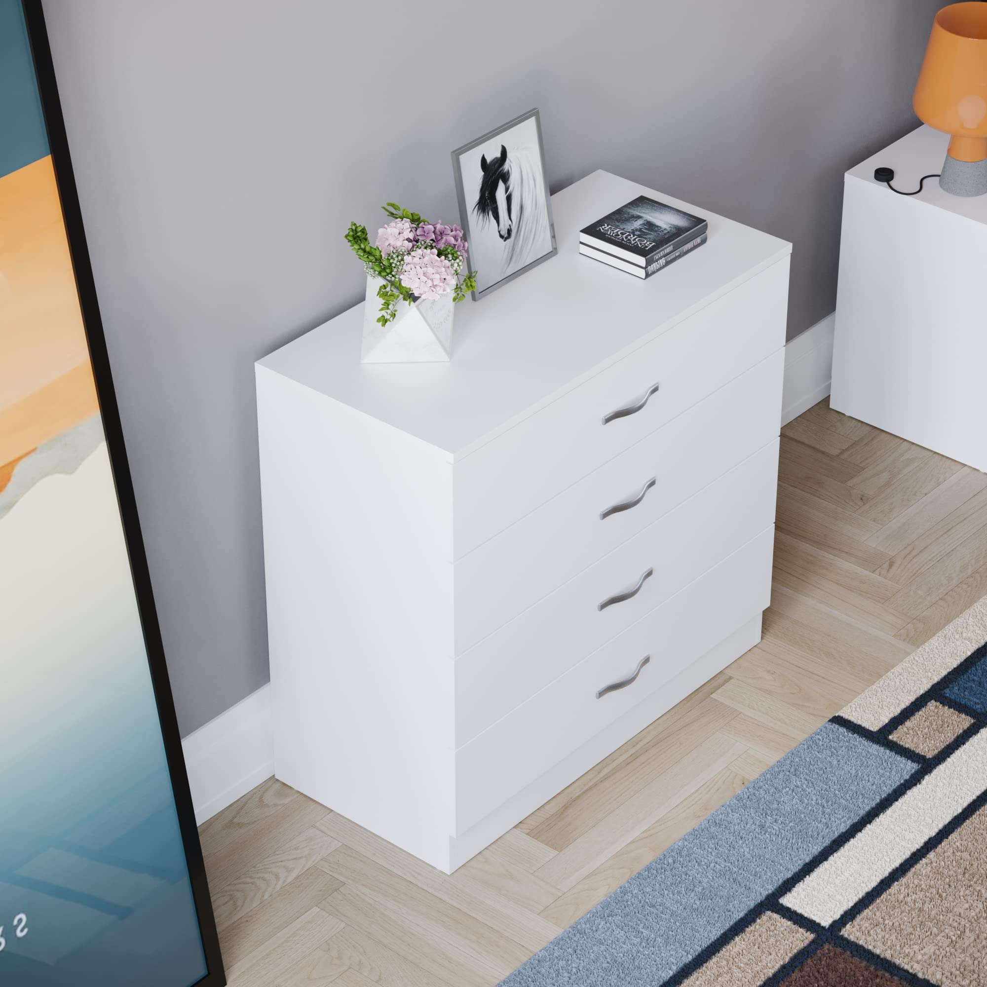 Vida Designs Riano 4 Drawer Chest of Drawers | MDF & Chipboard | White Finish 7