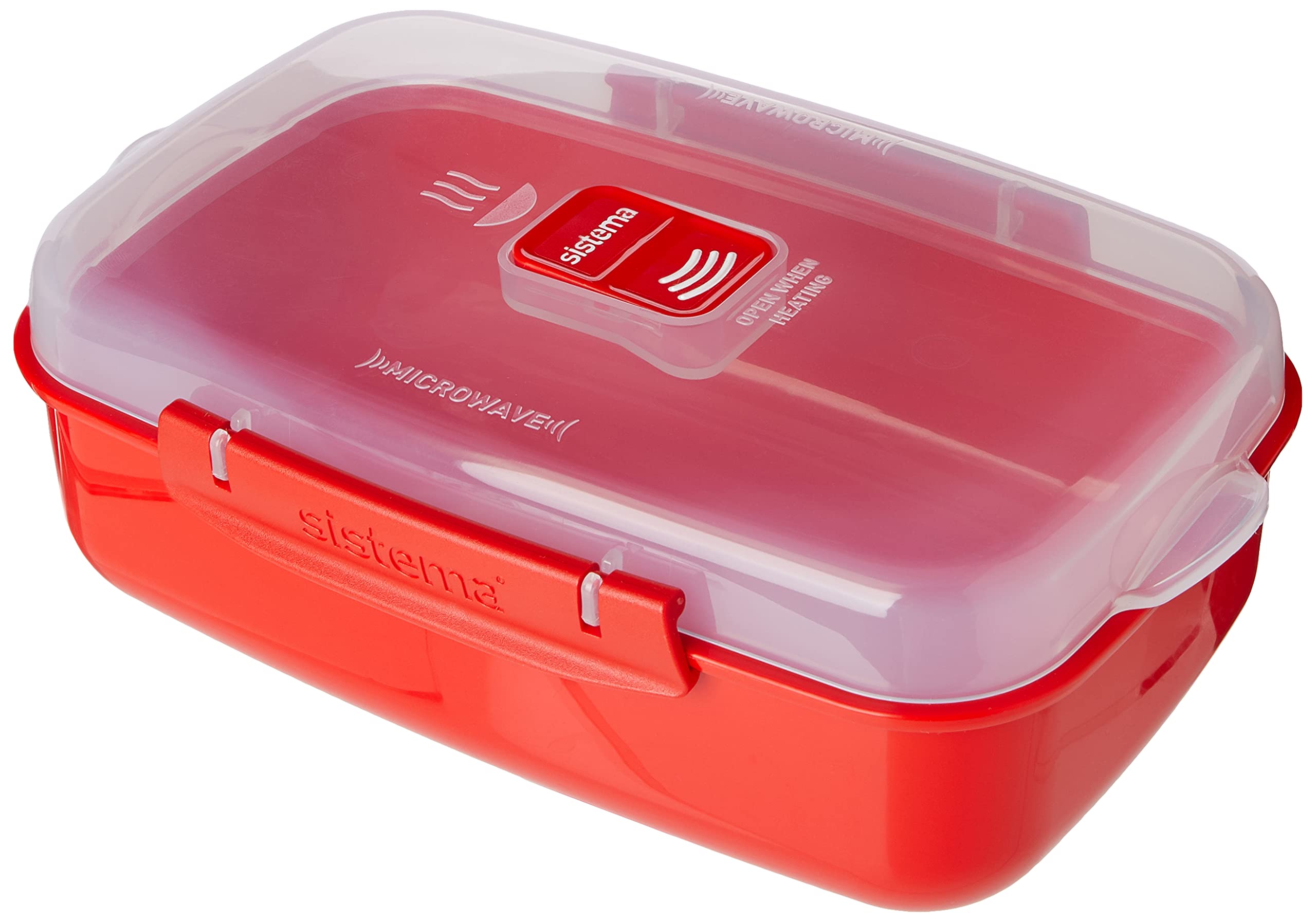 Sistema Rectangle Microwave Container - 1.25L Capacity | Steam Release Vent | BPA-Free Plastic | Red | 1 Count