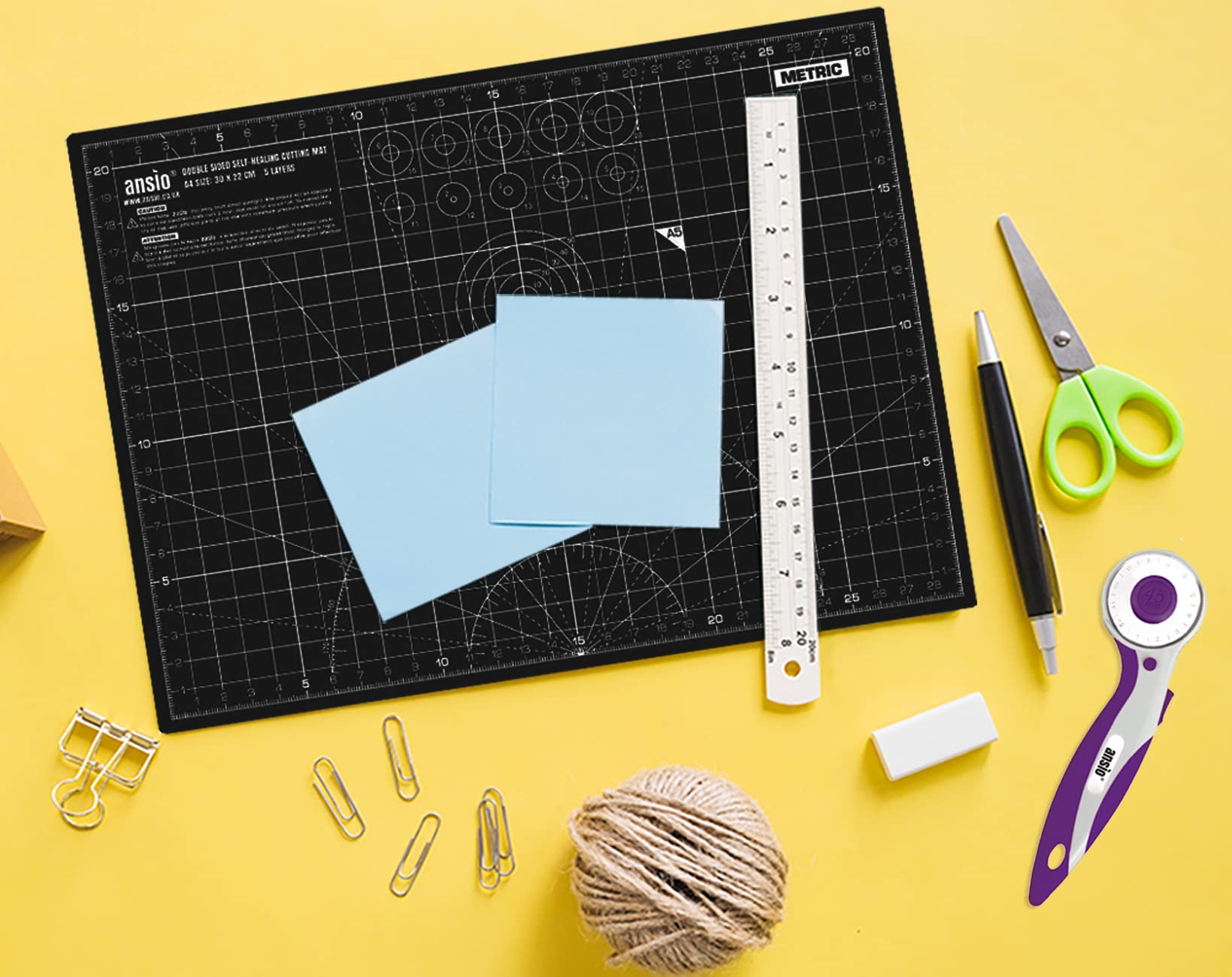 ANSIO Self Healing Craft Cutting Mat - A4 Double Sided, 5 Layers, 3mm Thick | Quilting & Crafting 6