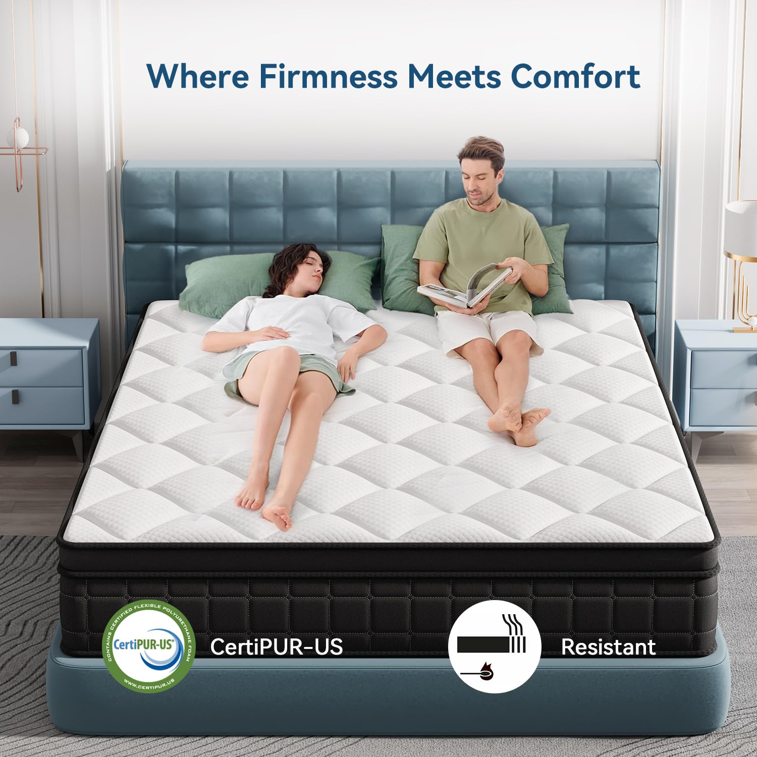 ELEMUSE Firm Hybrid Mattress - Double 10.6 Inch, Memory Foam & Pocket Sprung | Orthopedic Support 4