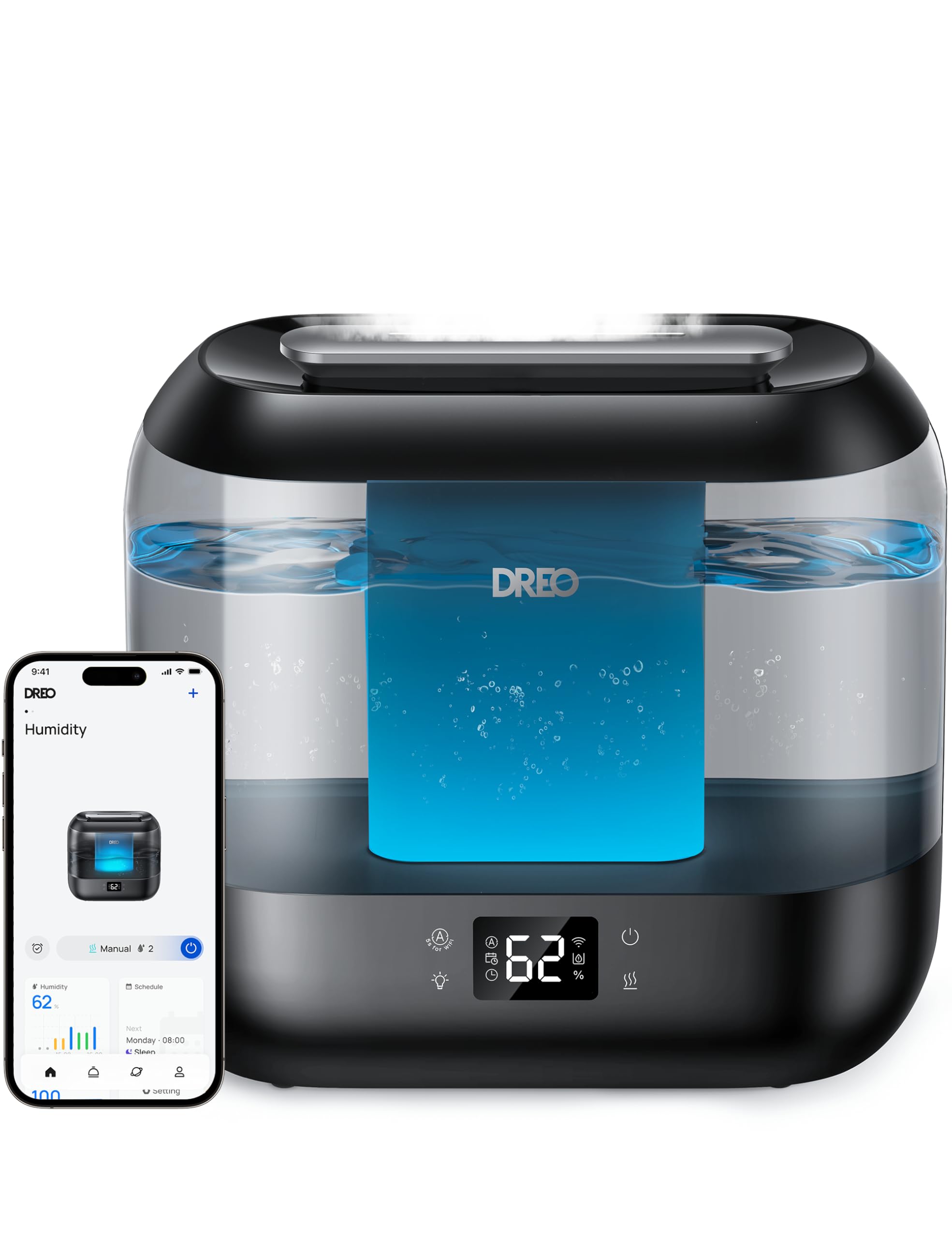 Dreo Smart Cool Mist Humidifier for Bedroom Baby - 4L, 36H Runtime, App/Voice Control | Black 4