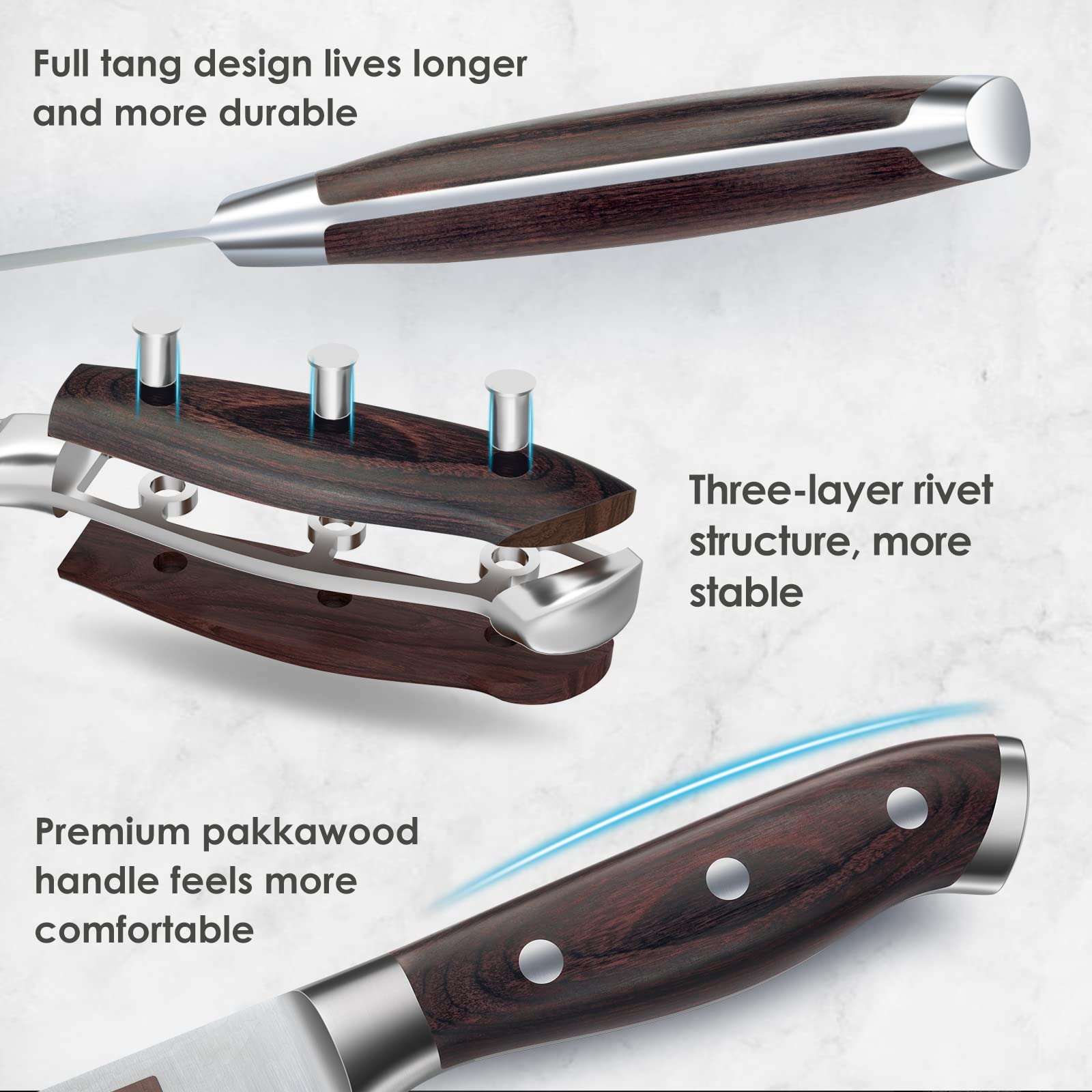 SHAN ZU 16-Piece Japanese Kitchen Knife Set with Block | High Carbon Stainless Steel | Laser Engraved 4