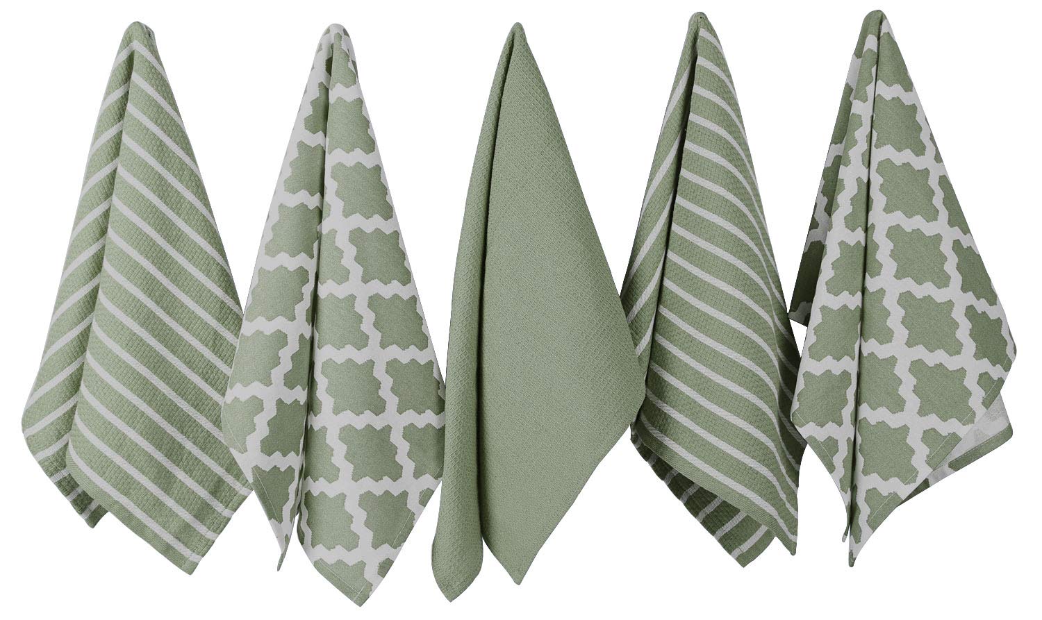 Penguin Home Premium 100% Pure Cotton Tea Towel for Kitchen | Sage | Pack of 5 1