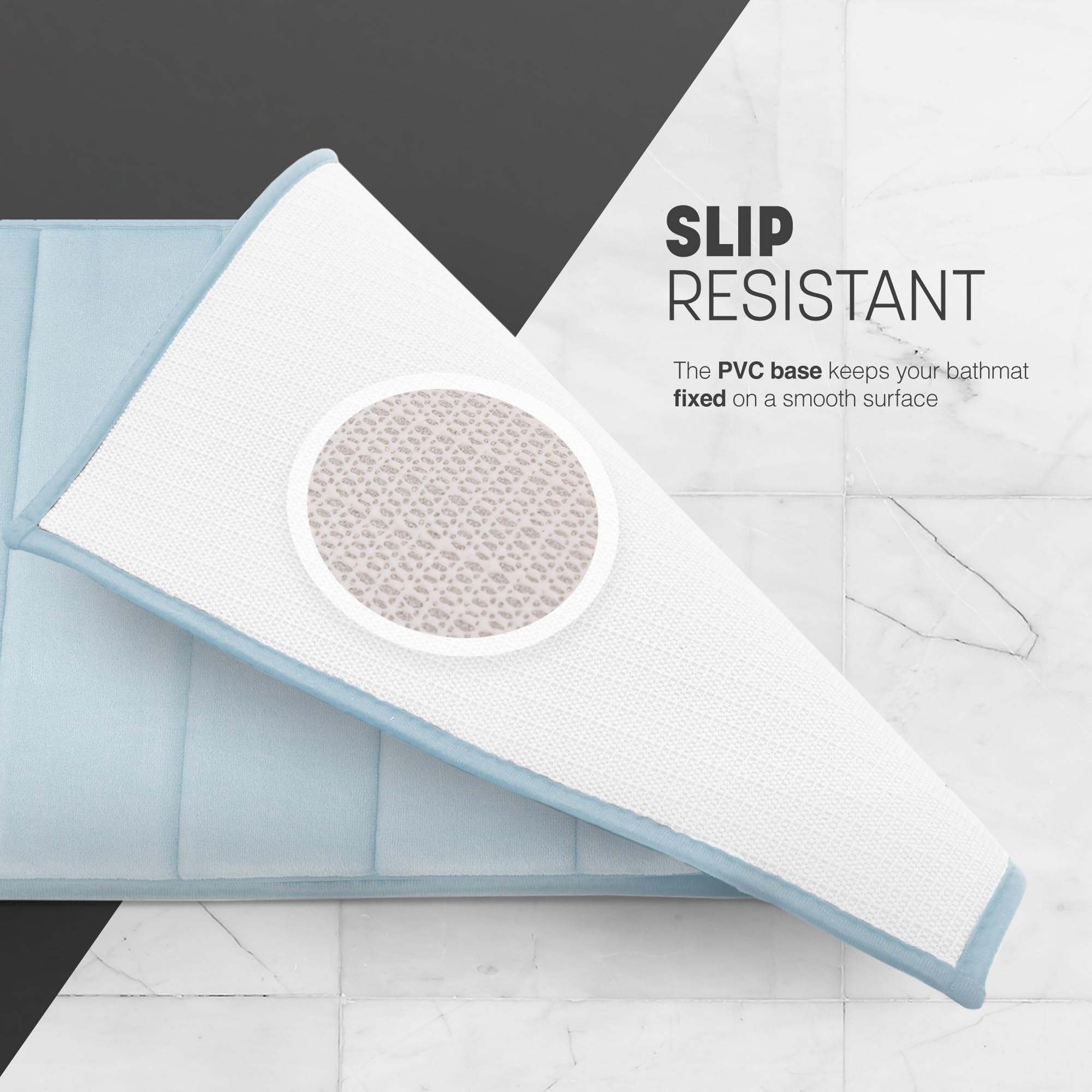 KEPLIN Memory Foam Bath Mat - Ultra-Soft, Highly Absorbent | 40 x 60 cm | Light Blue 5