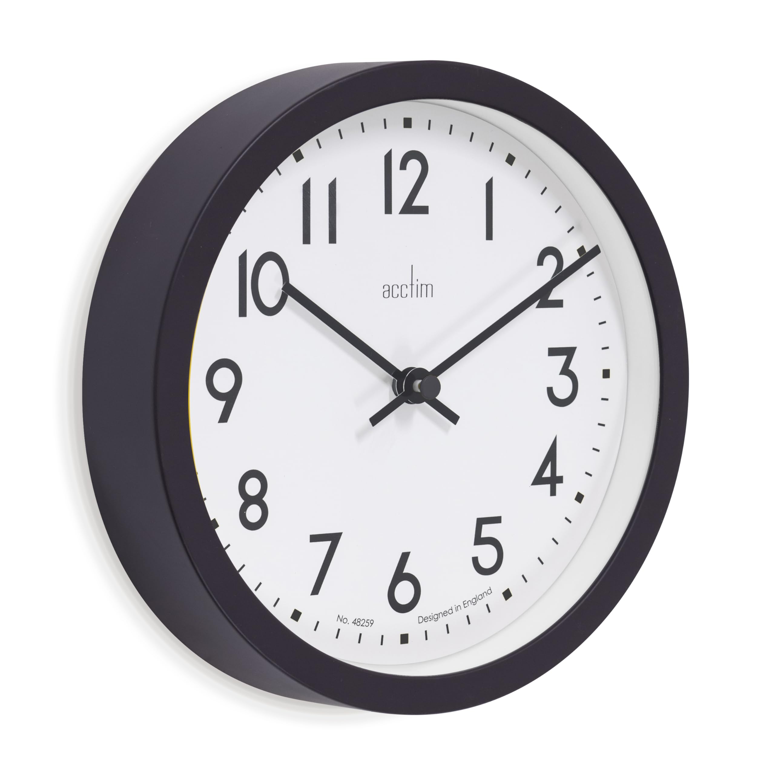 Acctim Elstow 22843 Wall Clock - 20cm Diameter | Retro Style | Soot Black Plastic