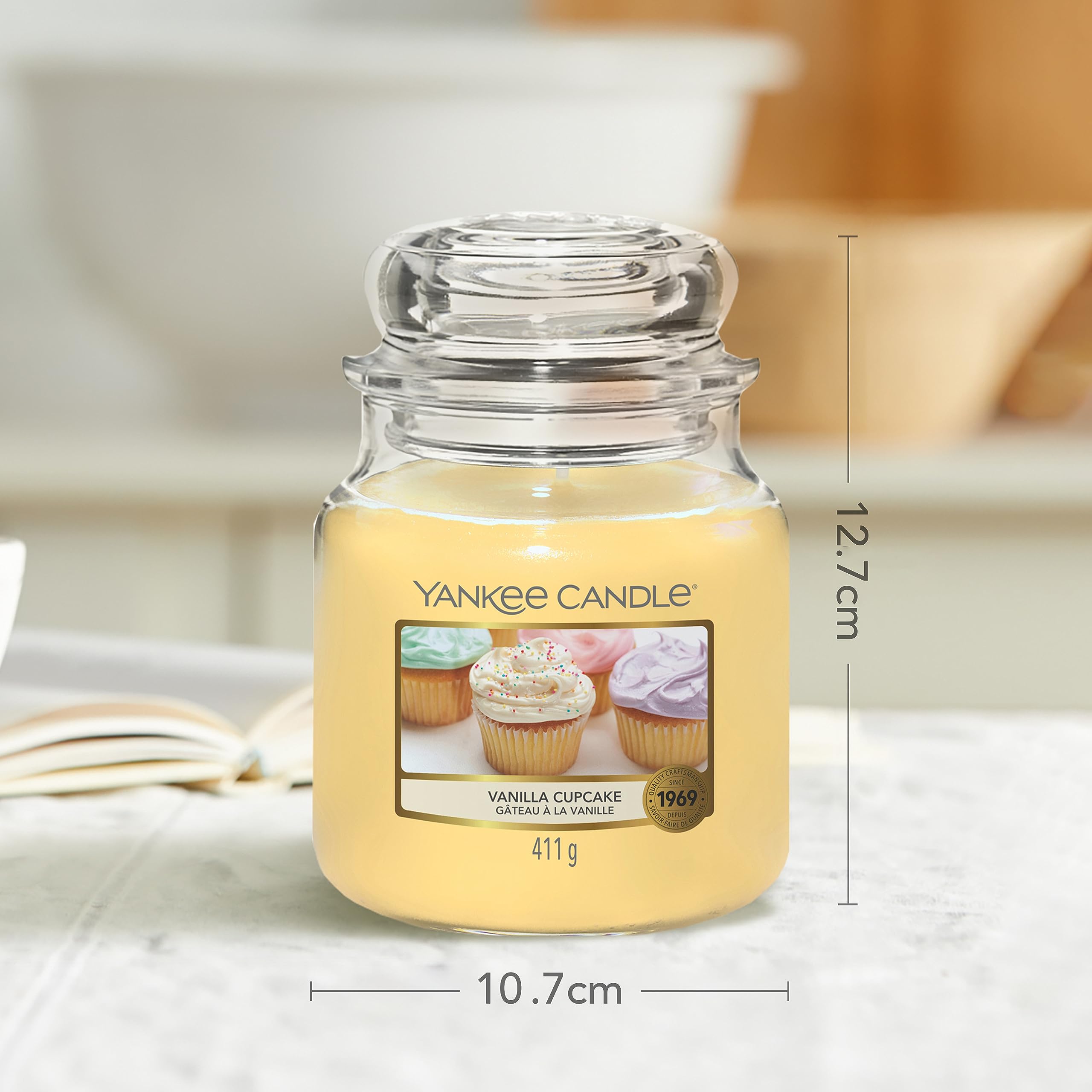 Yankee Candle Vanilla Cupcake Scented Candle - Medium Jar | Up to 75 Hours Burn Time | Cream Color 4