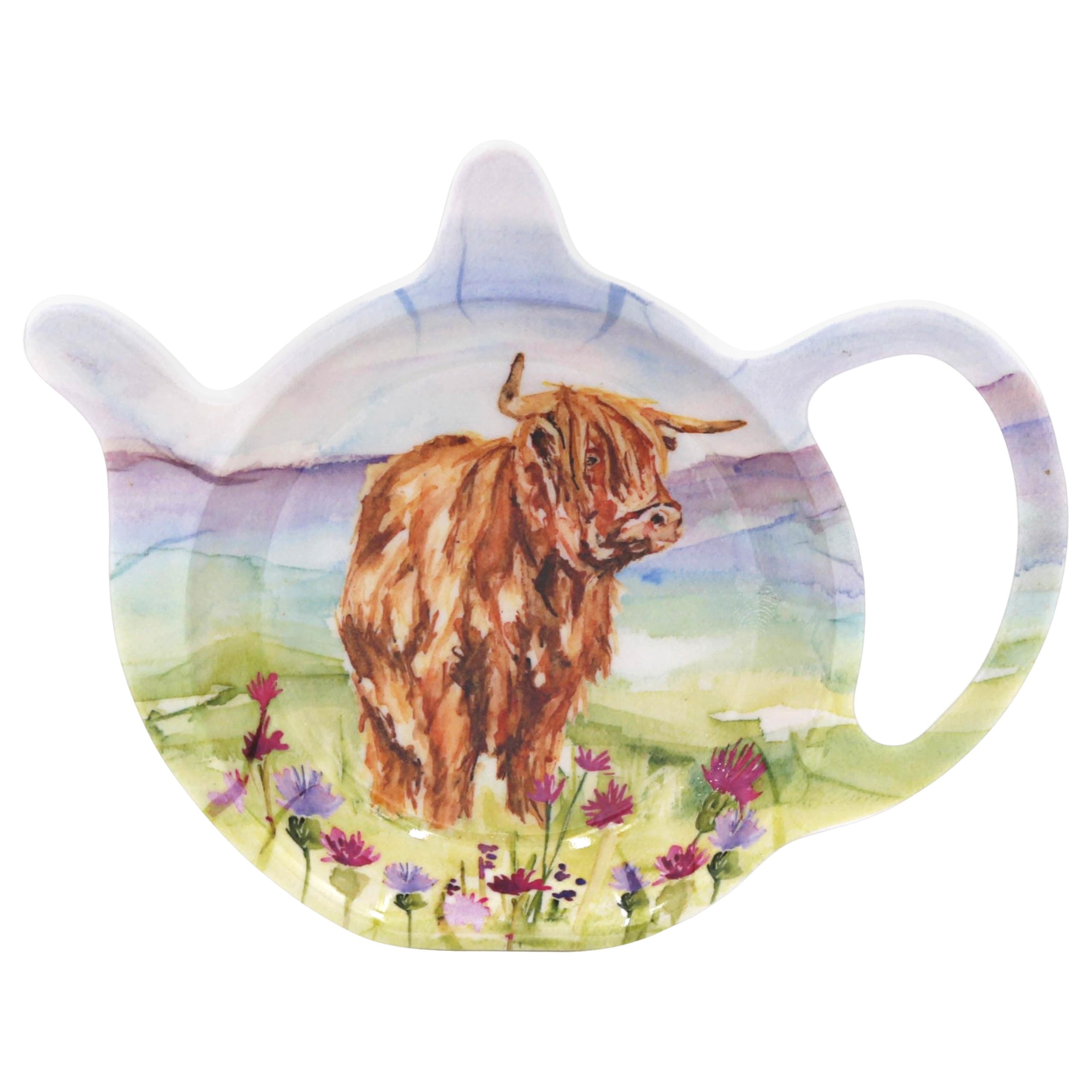 The Leonardo Collection Jennifer Rose Gallery Highland Cow Ceramic Teabag Tidy | Hand Wash Only