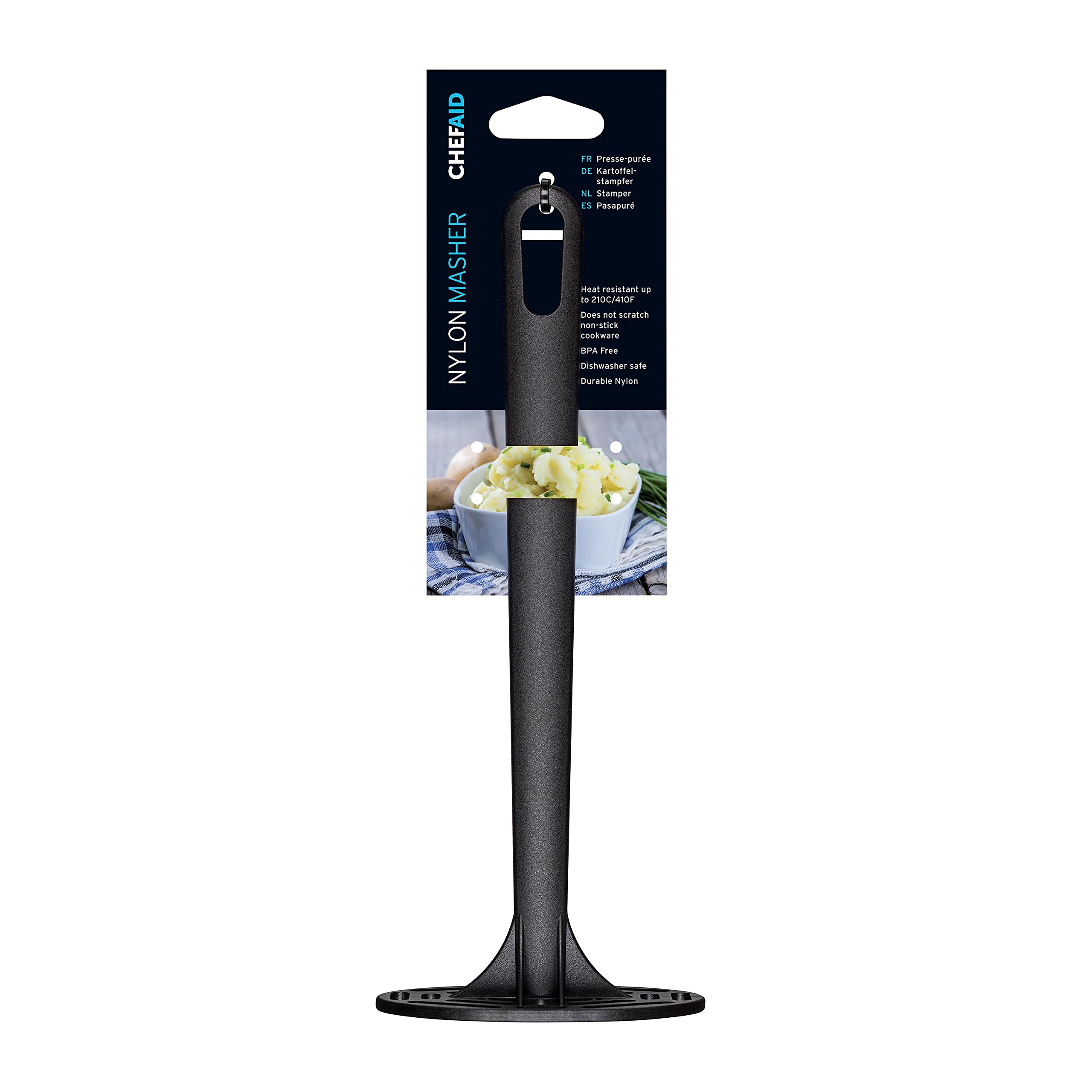Chef Aid Nylon Masher - BPA Free, Non-Scratch for Non-Stick Cookware | Black | 30.5 cm 1