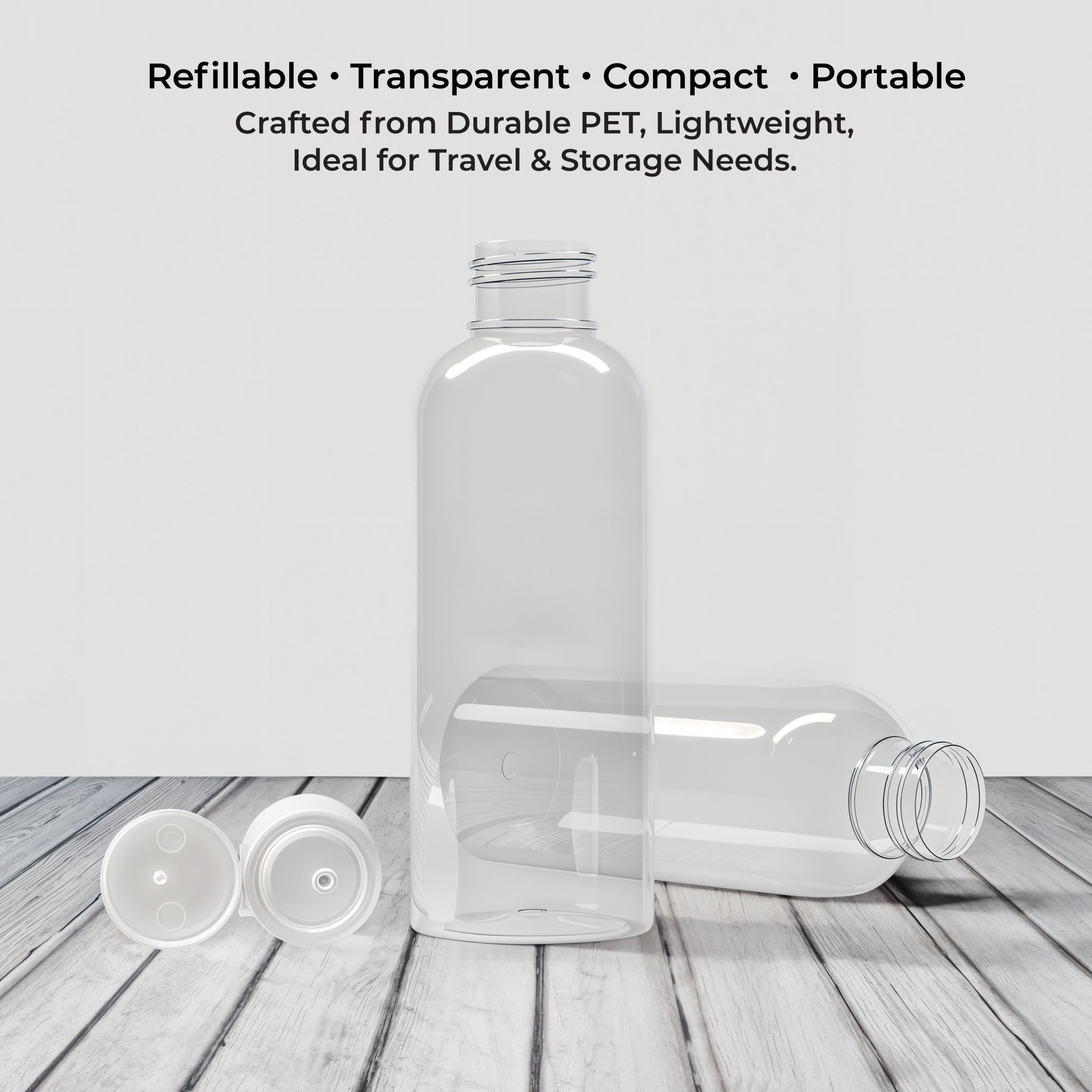 Palm Safe 10 Pack 100ml/3.5oz Clear Plastic Travel Bottles | Leak Proof Flip Cap | PET Plastic 6
