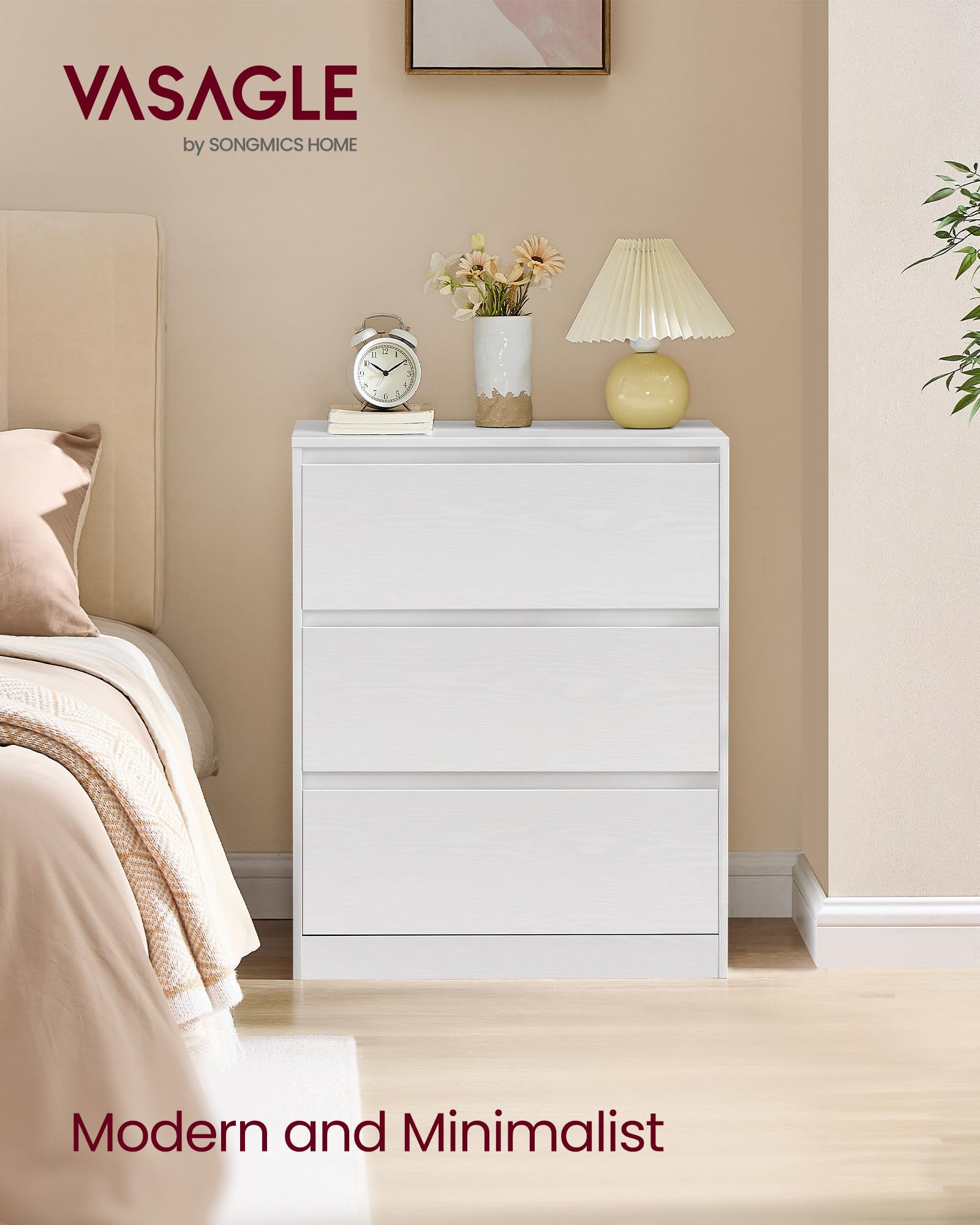 VASAGLE KAILYN Collection Chest of Drawers - 3 Drawers | Snow White | 40x60x75 cm 4