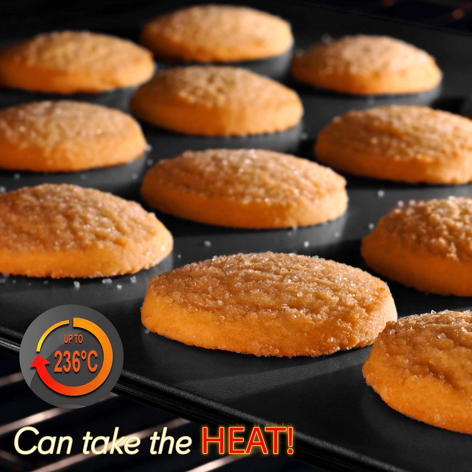NutriChef Non-Stick Baking Tray Set - 10-Piece Stackable Carbon Steel Bakeware | Oven Safe to 230°C 6