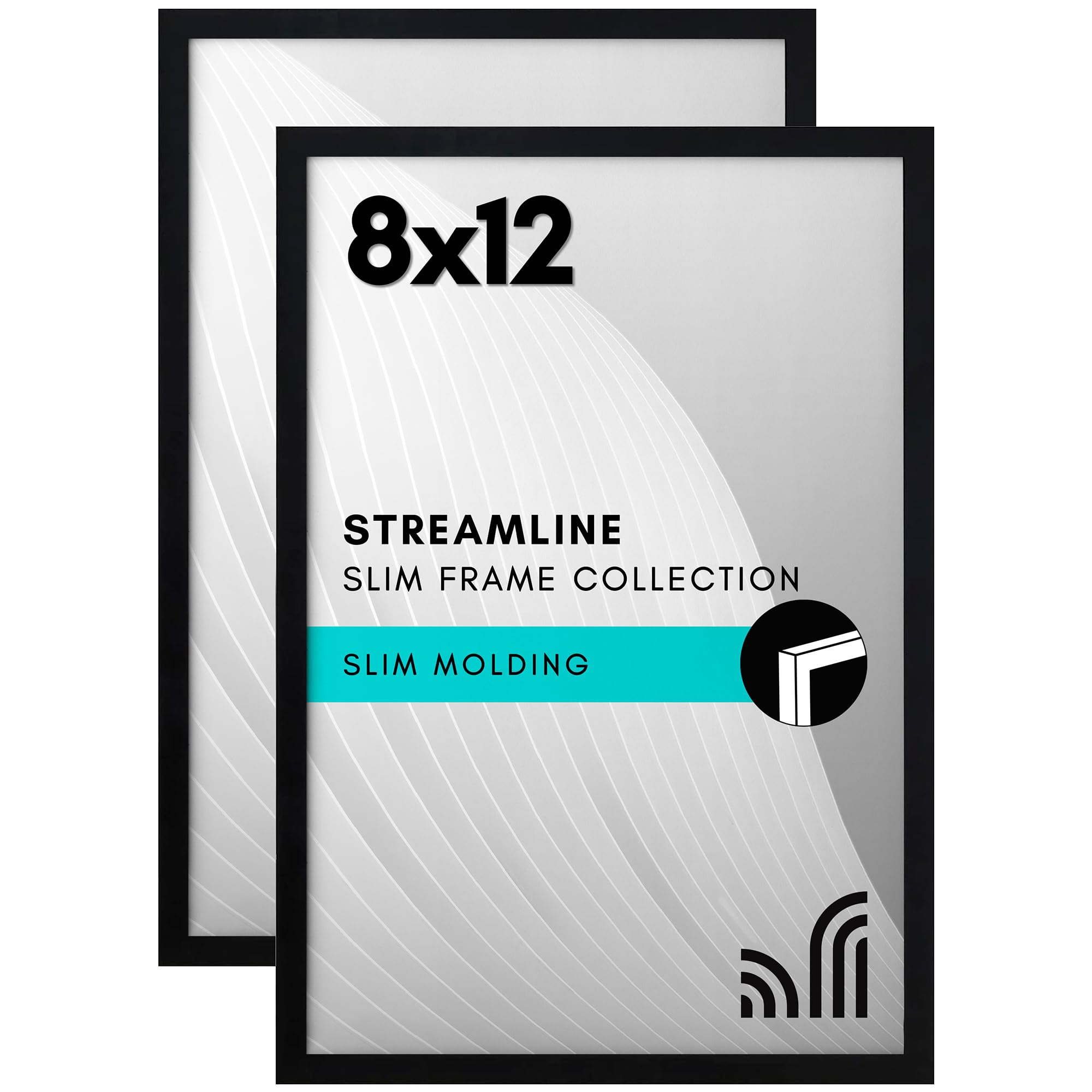 Americanflat 8x12 Photo Frame in Black - Set of 2 with Shatter Resistant Glass