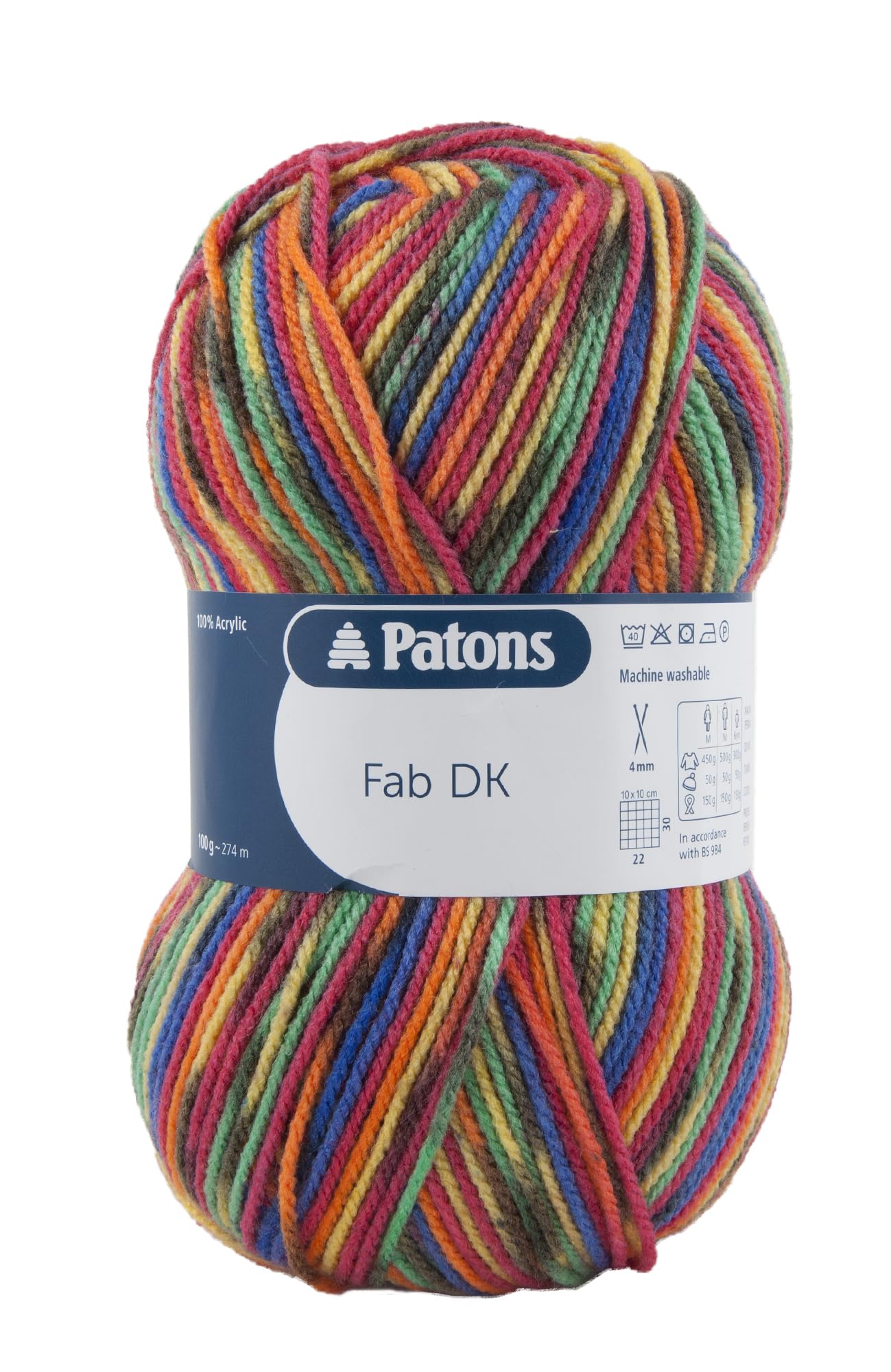 Patons Fab DK Yarn - Versatile Double Knit | 100g | Rainbow Color 1
