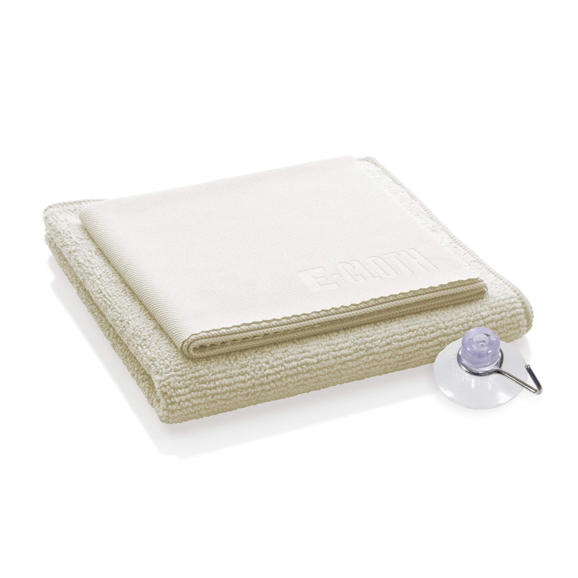 E-Cloth Shower Cleaning Set - Microfibre Cloths for 99% Grime Removal | 2 Cloth Set | Ivory 1