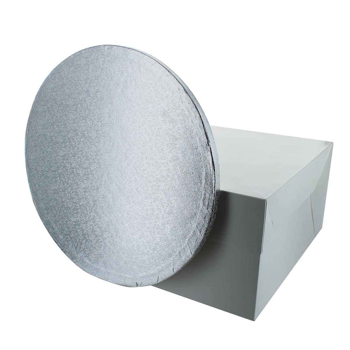 Culpitt 10' Round Silver Cake Drum Board & White Cake Box Combo | Sturdy Support 5